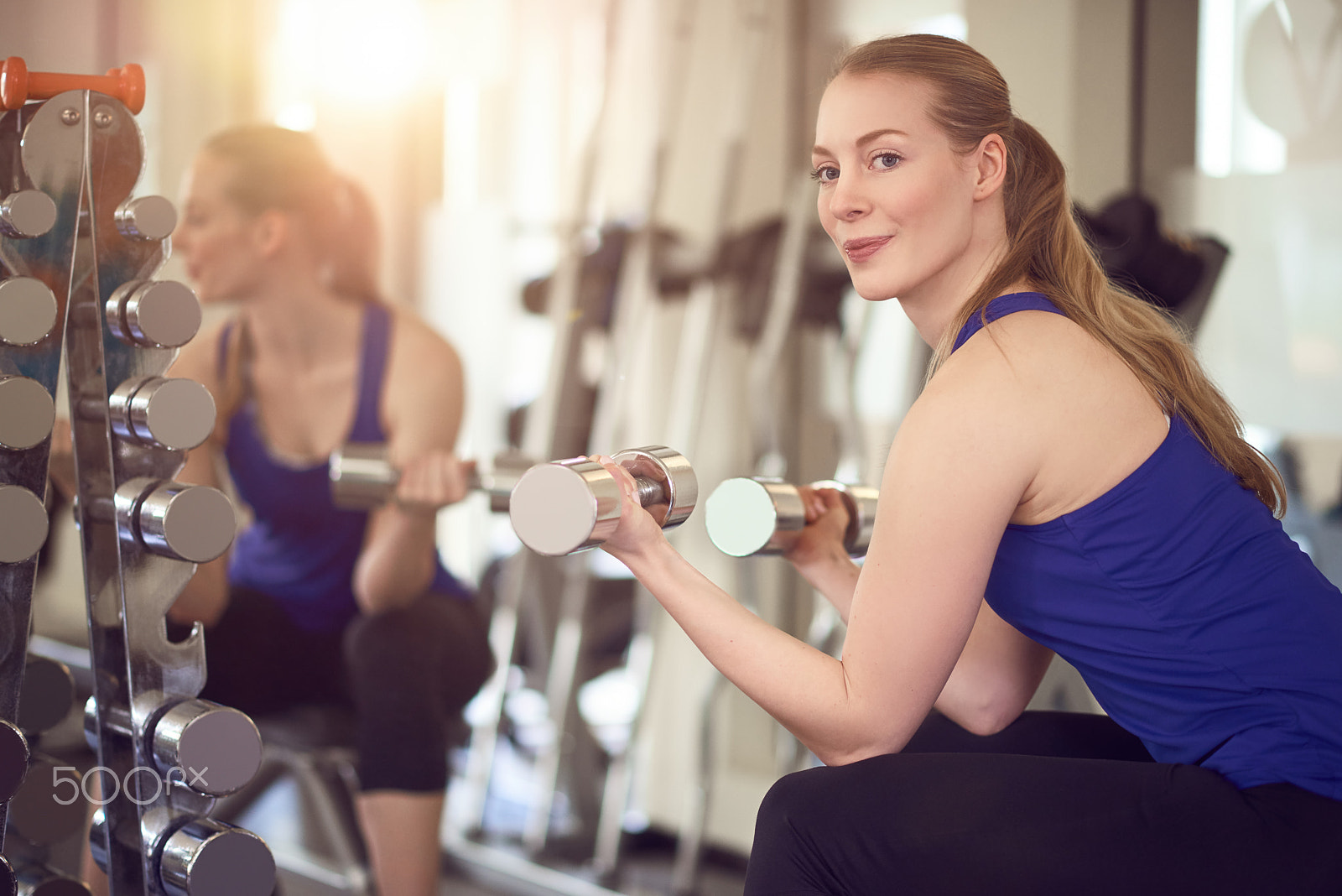 Nikon AF-S Nikkor 85mm F1.8G sample photo. Fit healthy woman working out with weights photography