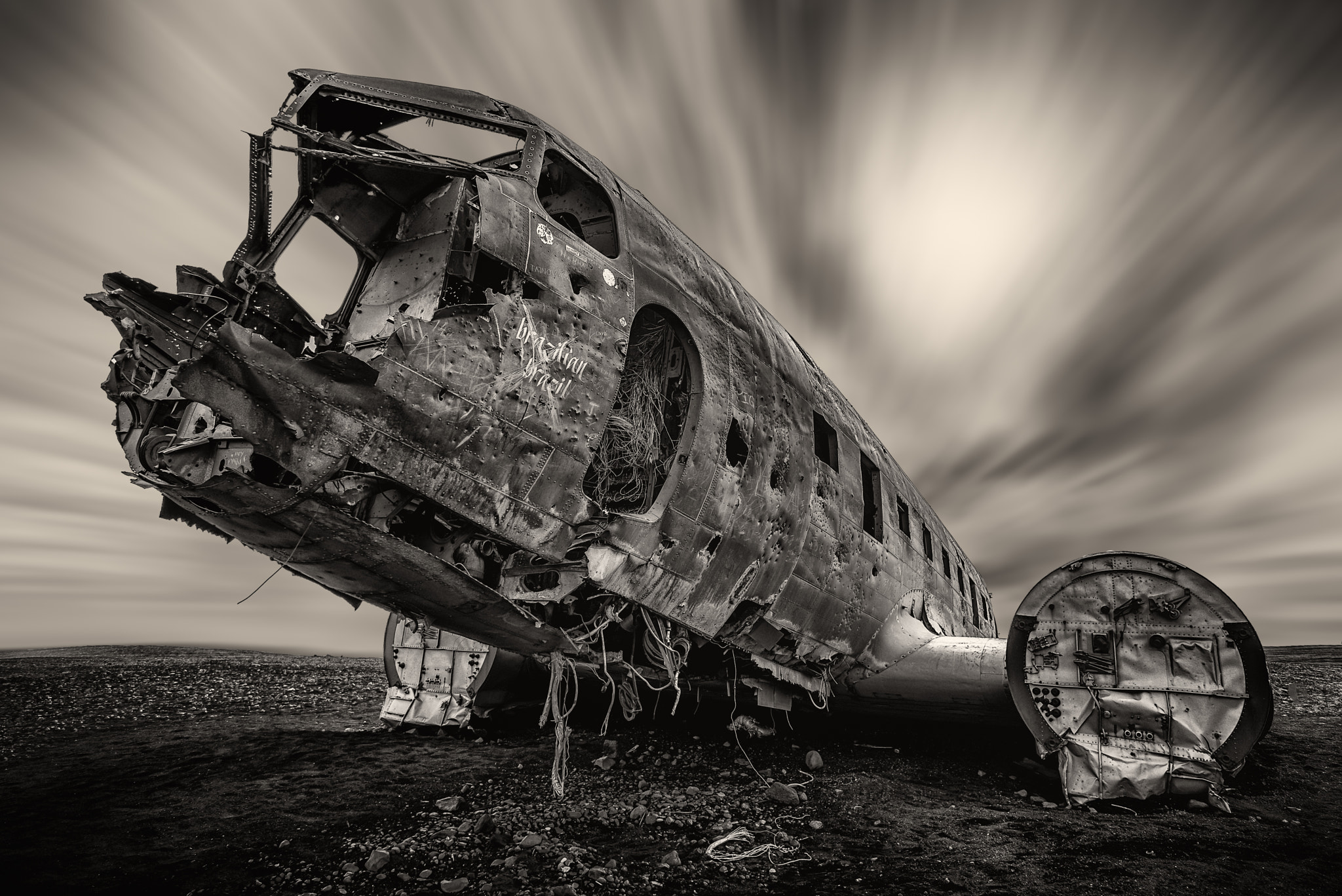 Sony a7R + Sigma 19mm F2.8 EX DN sample photo. Plane on the beach photography