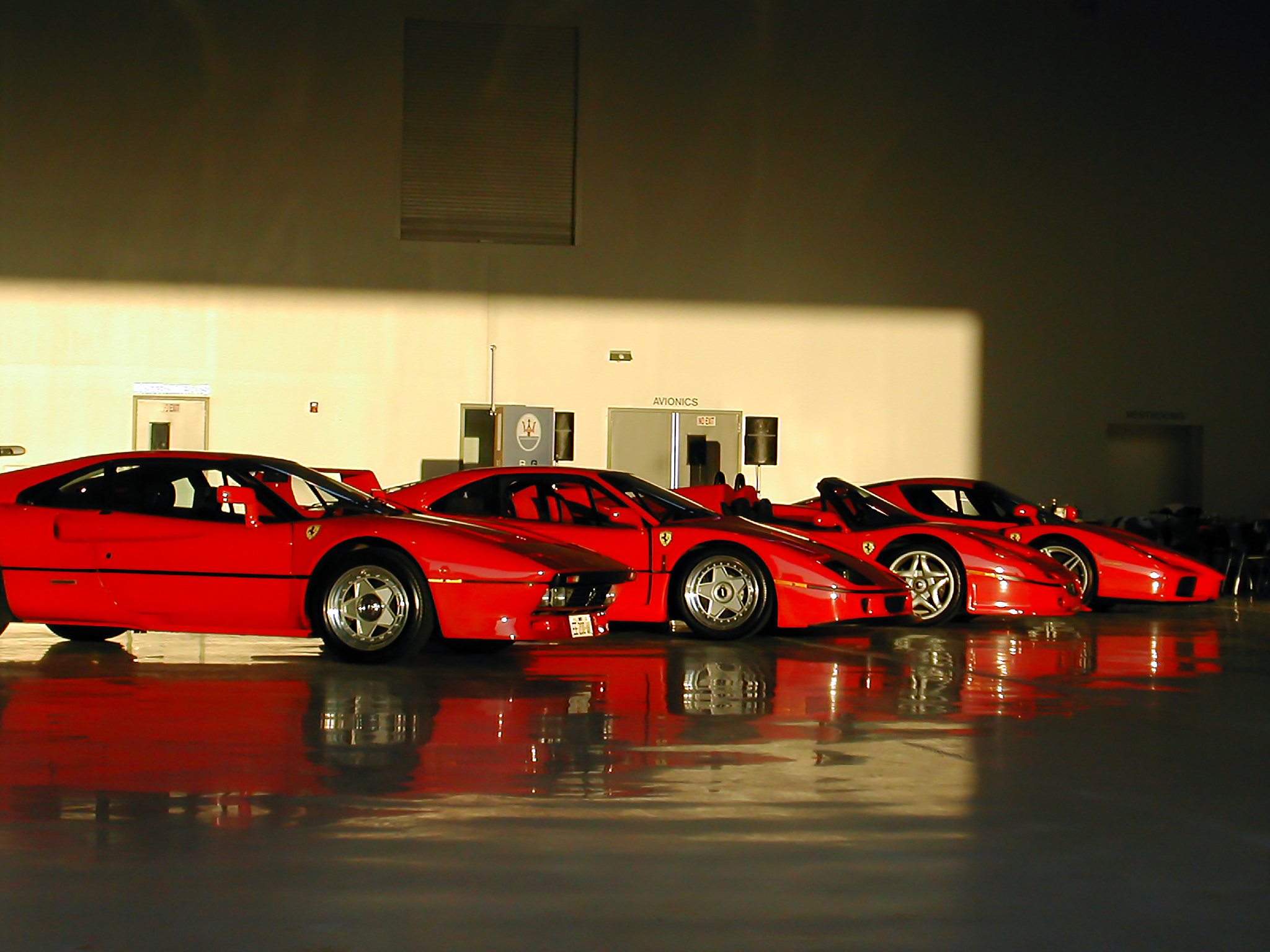 Nikon E775 sample photo. Ferrari display at pdx. left to right: gto, f40, f50 and enzo ferrari. photography