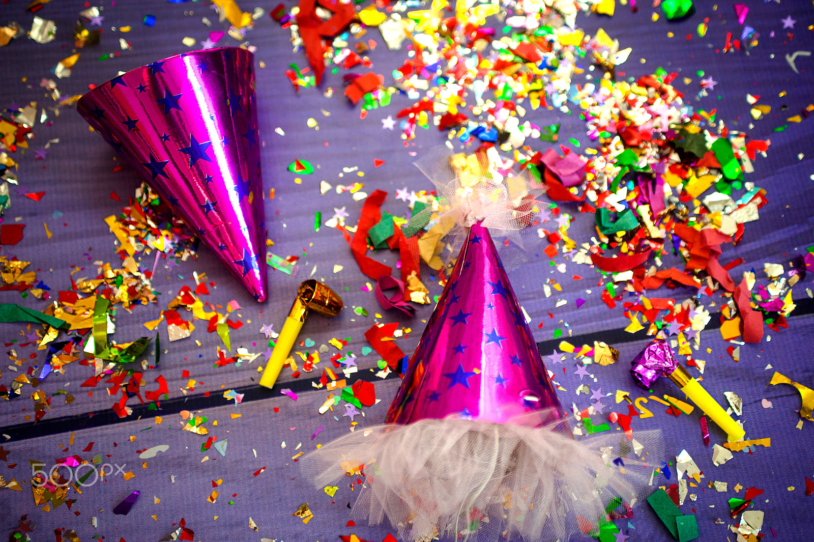 Nikon D700 sample photo. Party hat, whistle and confetti for a celebration photography