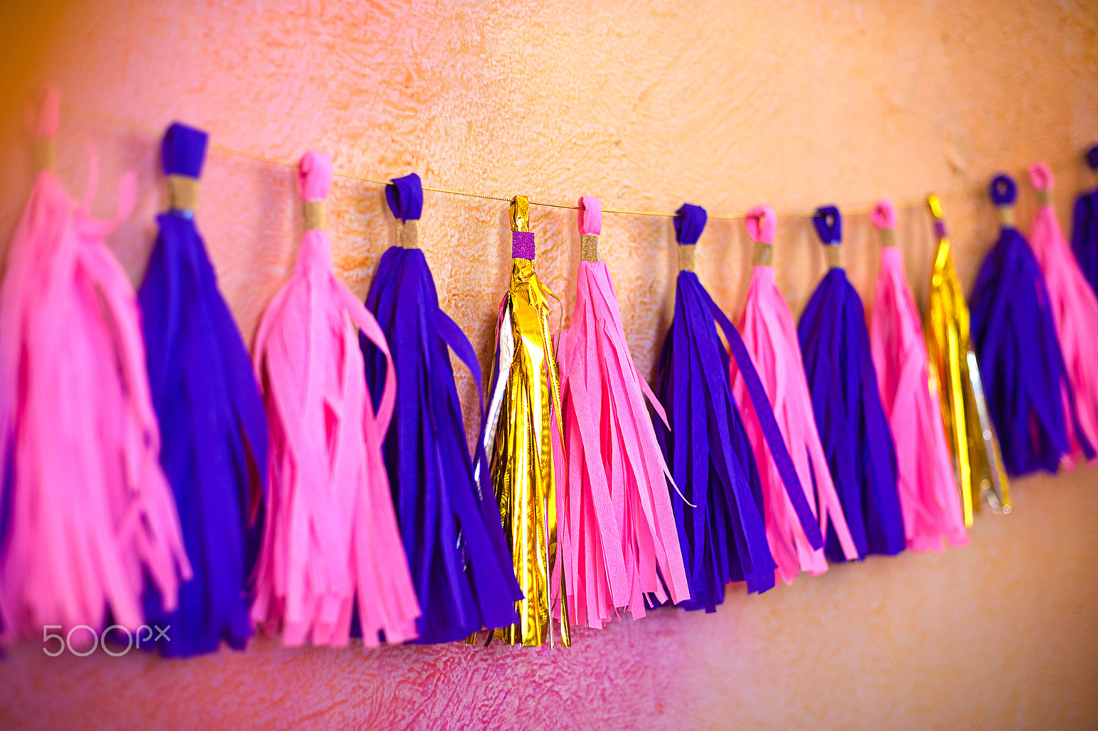 Nikon D700 sample photo. Colored tassel garland. decoration for birthday. concept carnival photography