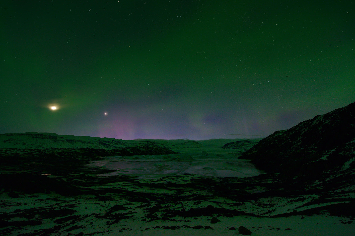 Nikon AF-S Nikkor 14-24mm F2.8G ED sample photo. Hoffell glacier aurora photography