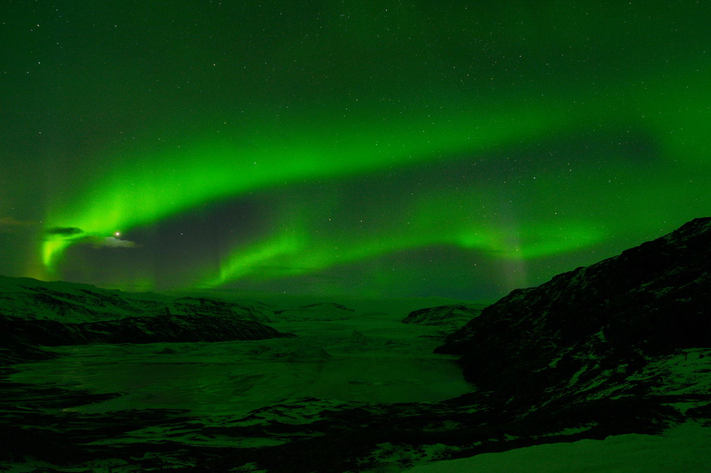 Nikon AF-S Nikkor 14-24mm F2.8G ED sample photo. Hoffell glacier aurora photography
