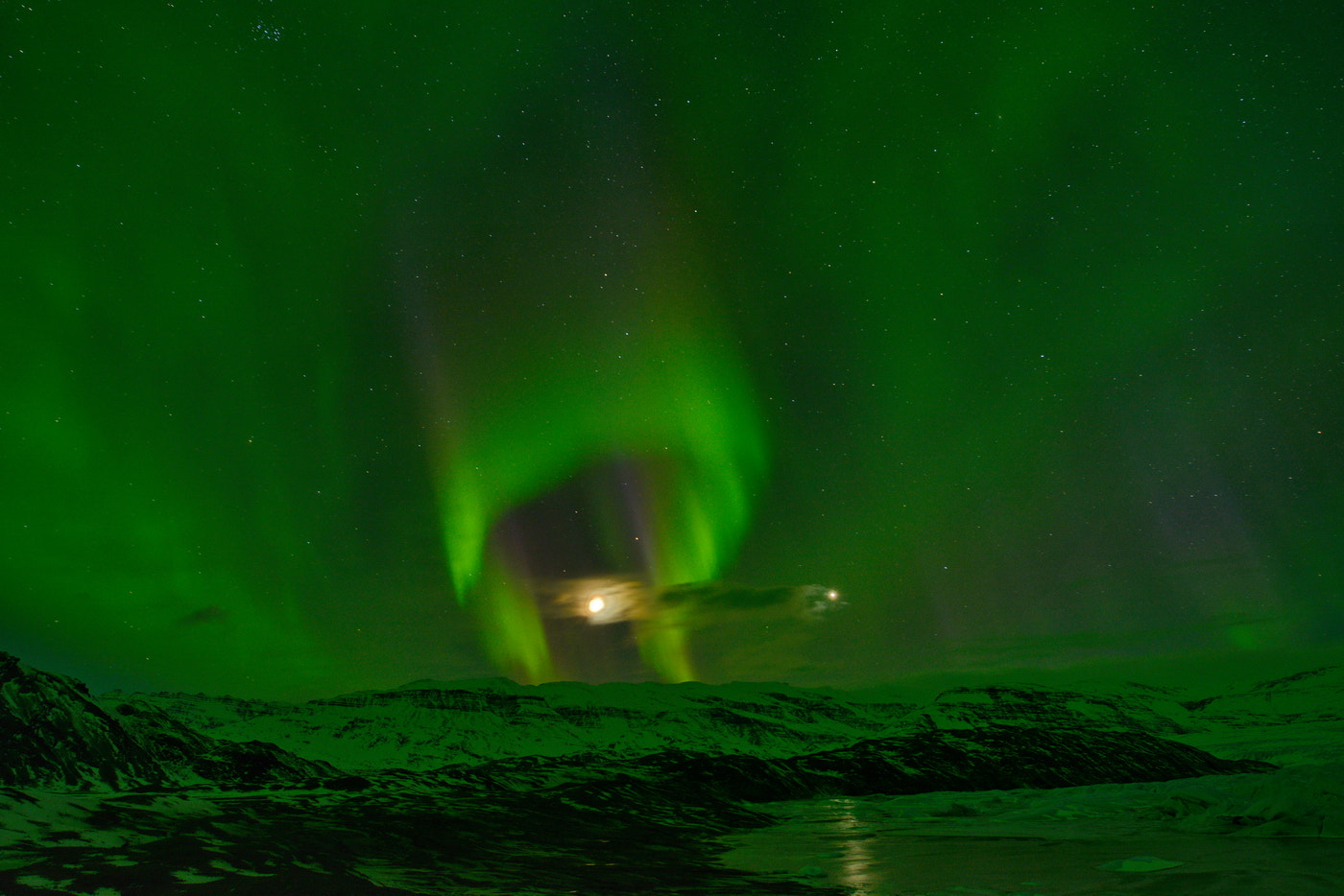 Nikon AF-S Nikkor 14-24mm F2.8G ED sample photo. Hoffell glacier aurora photography