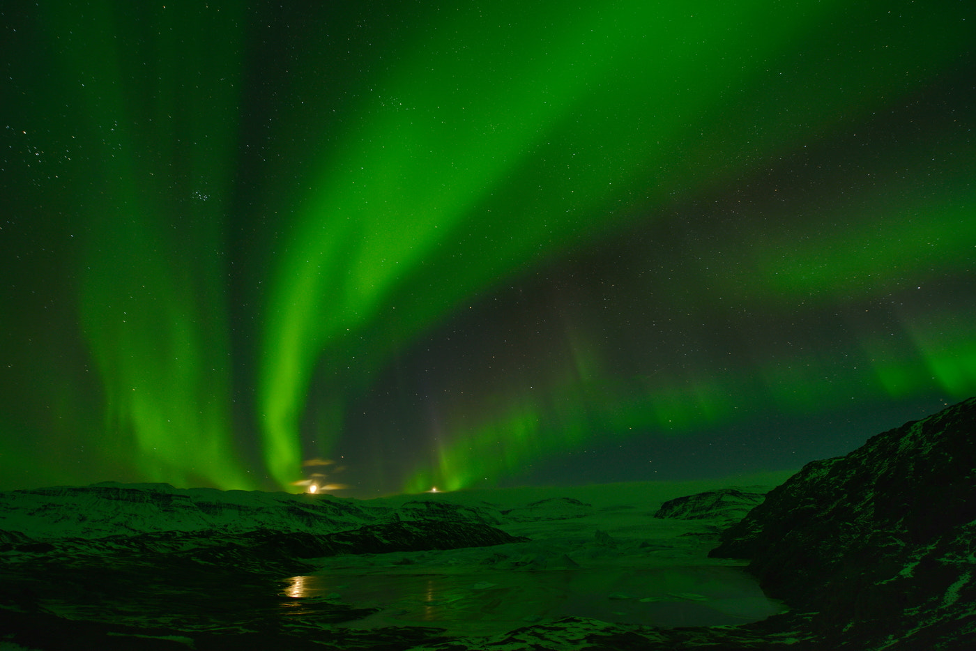 Nikon AF-S Nikkor 14-24mm F2.8G ED sample photo. Hoffell glacier aurora photography