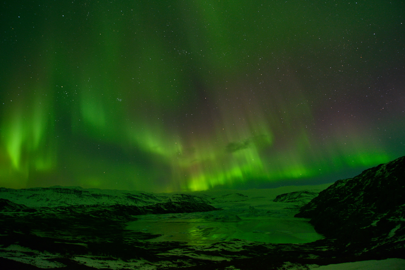 Nikon AF-S Nikkor 14-24mm F2.8G ED sample photo. Hoffell glacier aurora photography