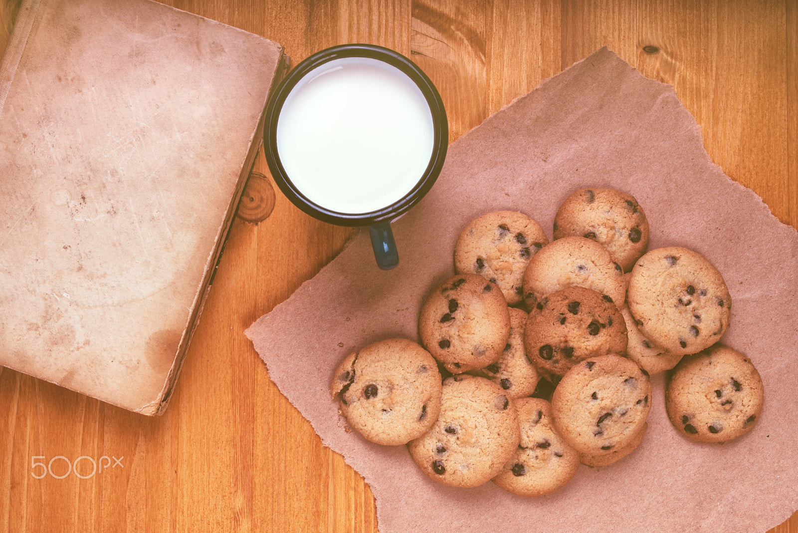 Nikon D600 + Sigma 35mm F1.4 DG HSM Art sample photo. Homemade chocolate chip cookies, milk cup and vintage book photography