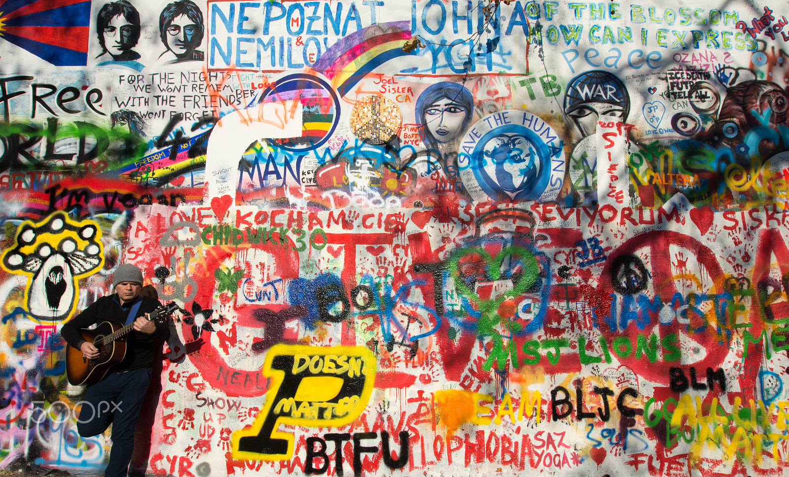 Nikon D5200 + Sigma 10-20mm F3.5 EX DC HSM sample photo. Lennon wall photography