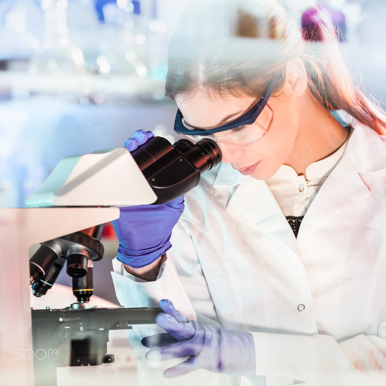 Canon EF 70-200mm F4L IS USM sample photo. Life science researcher microscoping in genetic scientific laboratory. photography