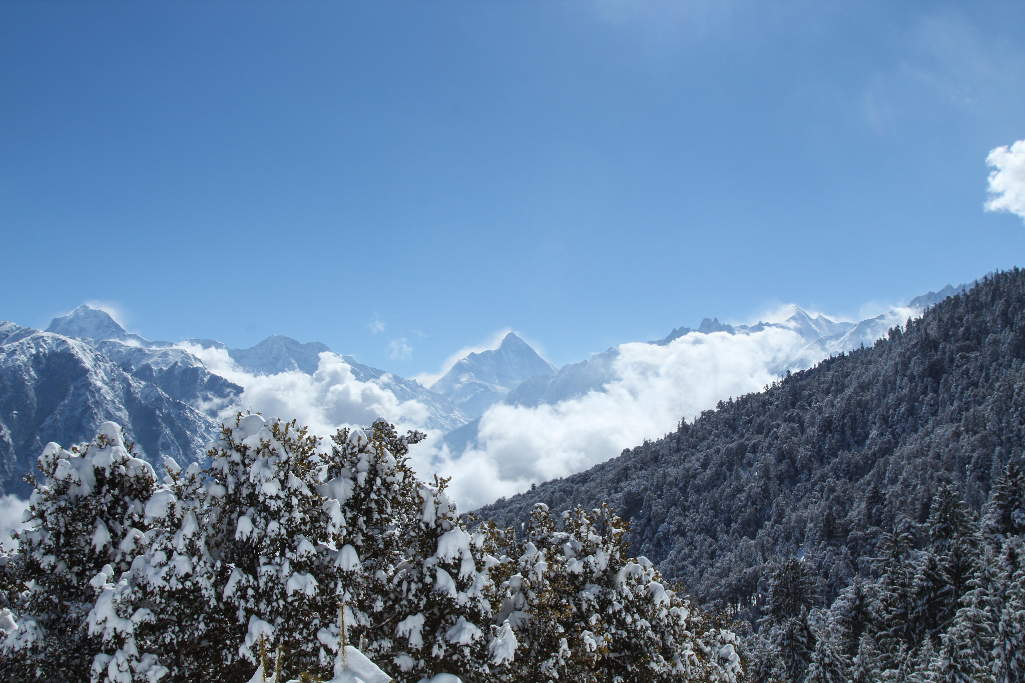 Canon EOS 1300D (EOS Rebel T6 / EOS Kiss X80) + Canon EF 24-105mm F4L IS USM sample photo. Beautiful nanda devi peak ......himalayan range ! photography