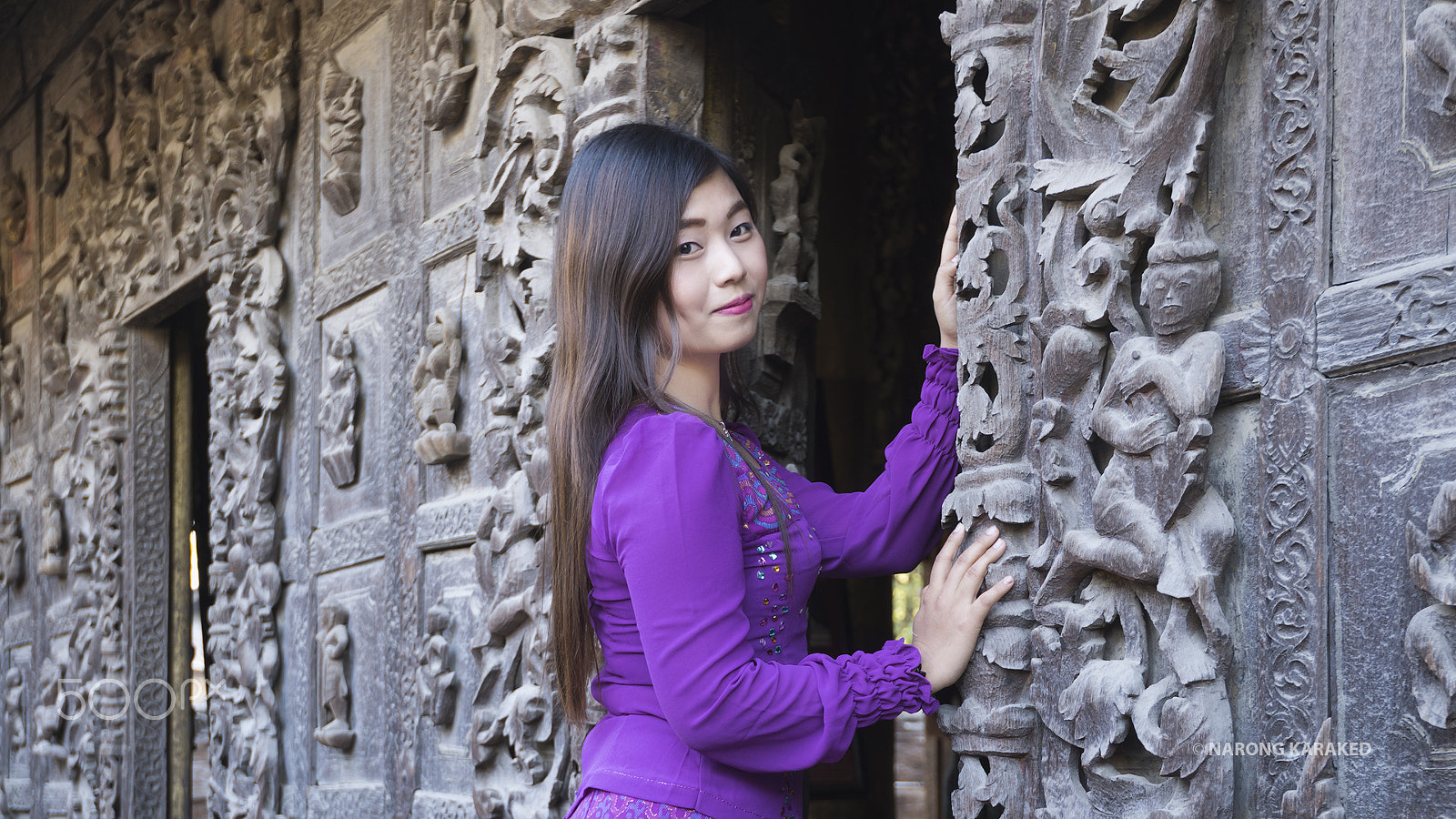 Nikon D810 sample photo. Beautiful lady at the temple in myanmar. photography