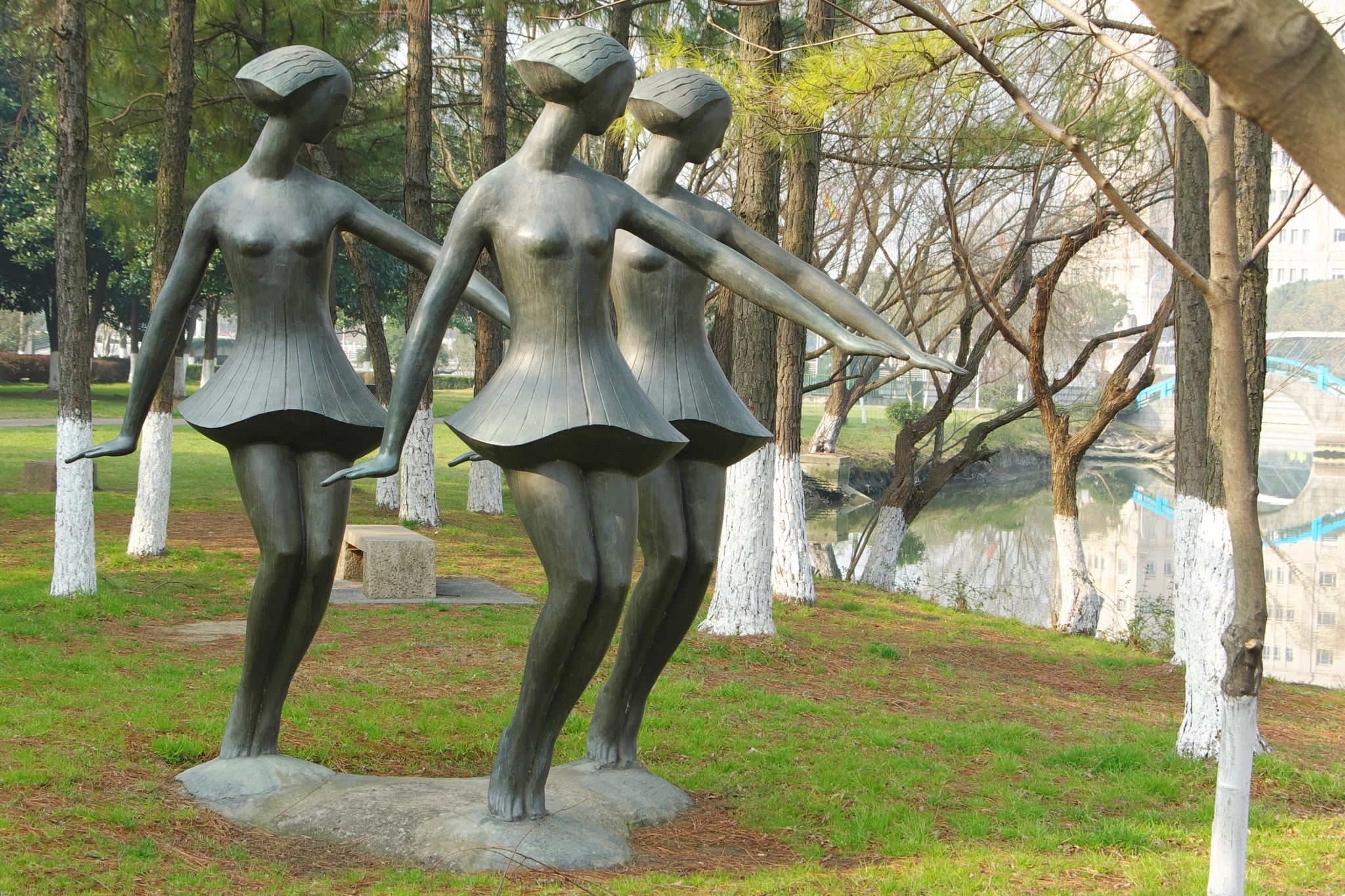 Pentax K200D sample photo. Central park statues, suzhou photography