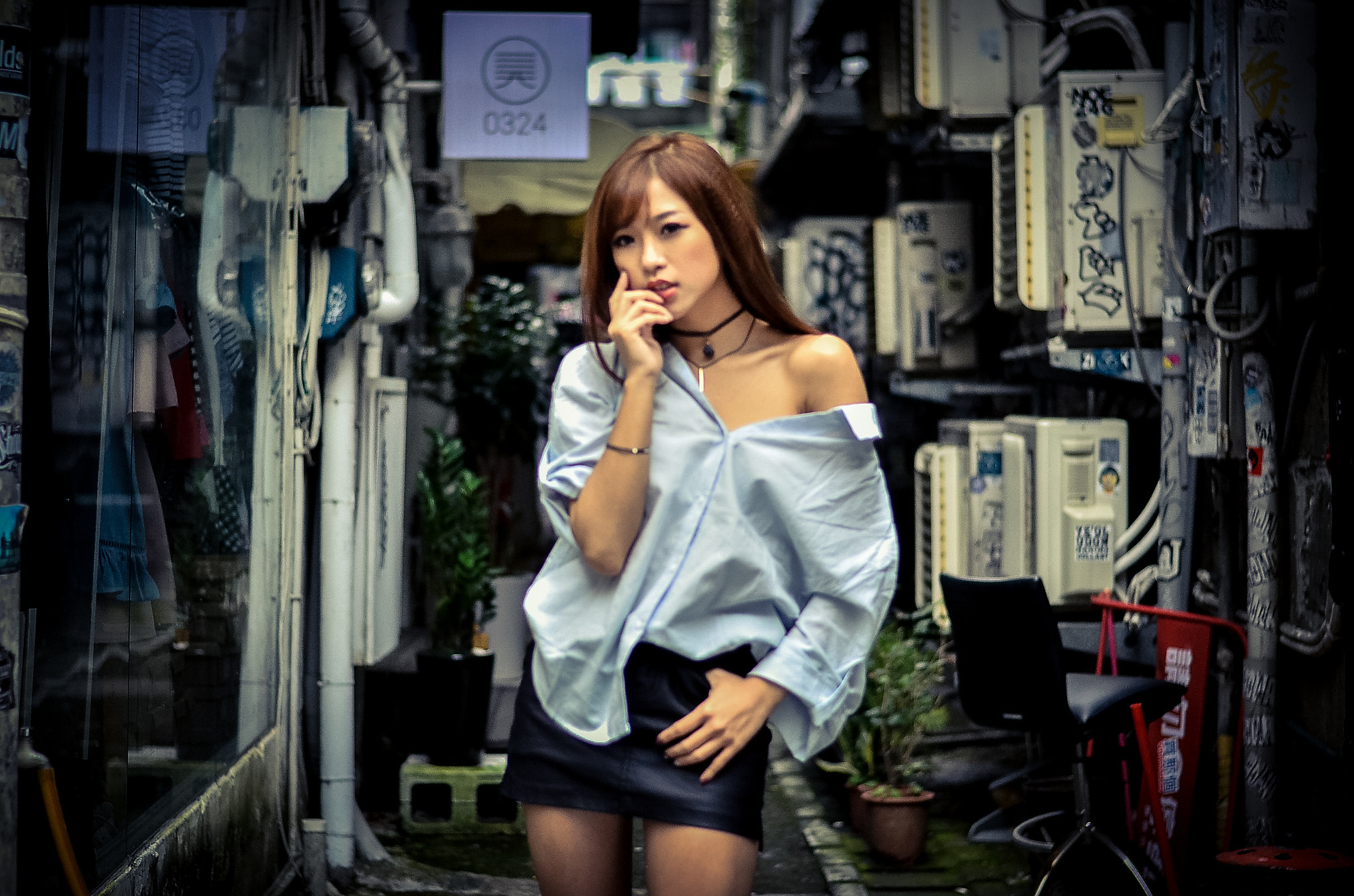 Nikon D7000 + Nikon AF-S Nikkor 50mm F1.8G sample photo. 《caca卡卡兒.東區小街_冷氣室外機小巷子篇》 photography