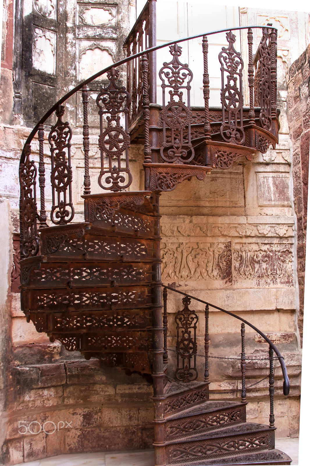 Canon EOS 50D + Canon EF 28-135mm F3.5-5.6 IS USM sample photo. Wrought iron staircase rajasthan india photography