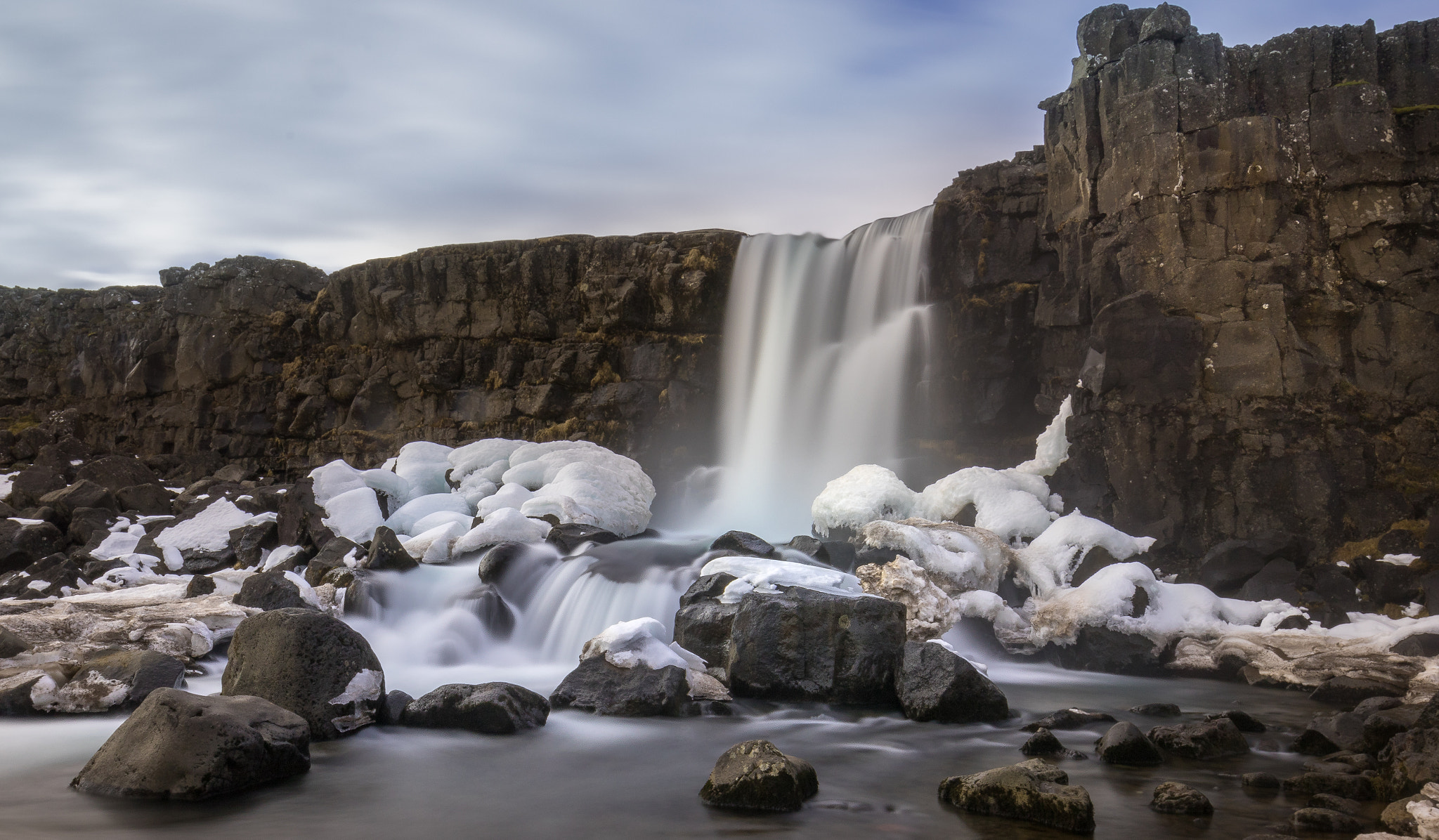 Canon EF 16-35mm F4L IS USM sample photo. Icelandic mystical waterfall photography