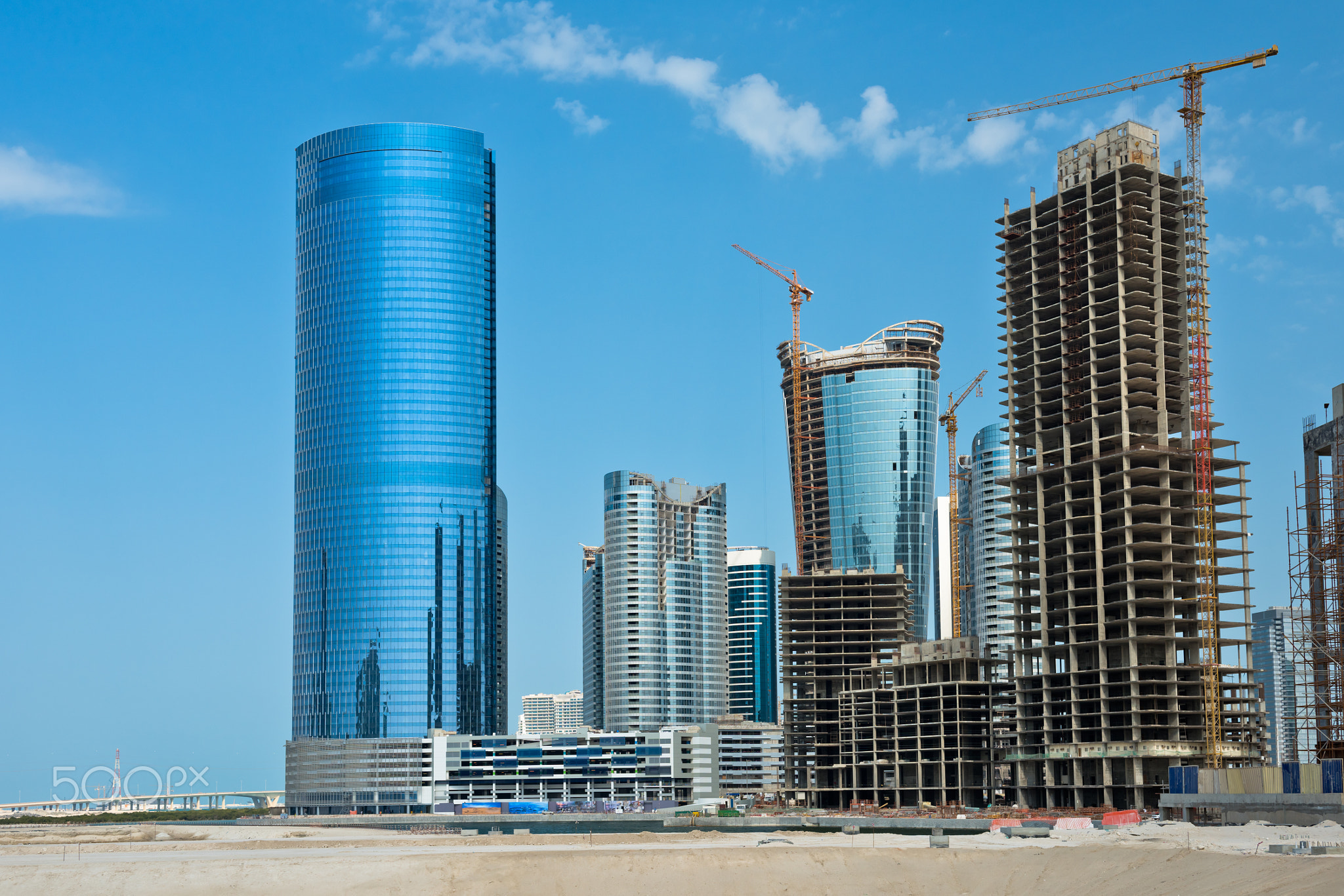 Abu Dhabi new district with skyscrapers construction