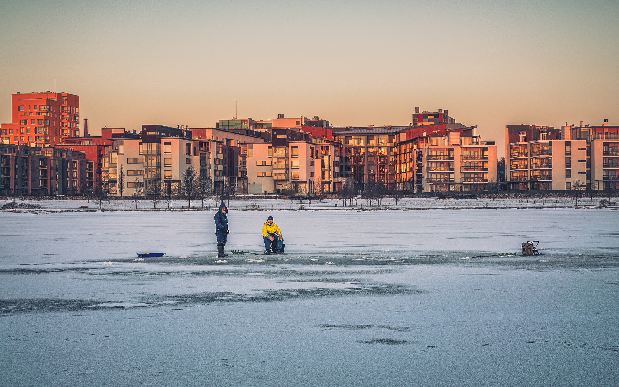 Sony Sonnar T* FE 35mm F2.8 ZA sample photo. Ice fishing photography