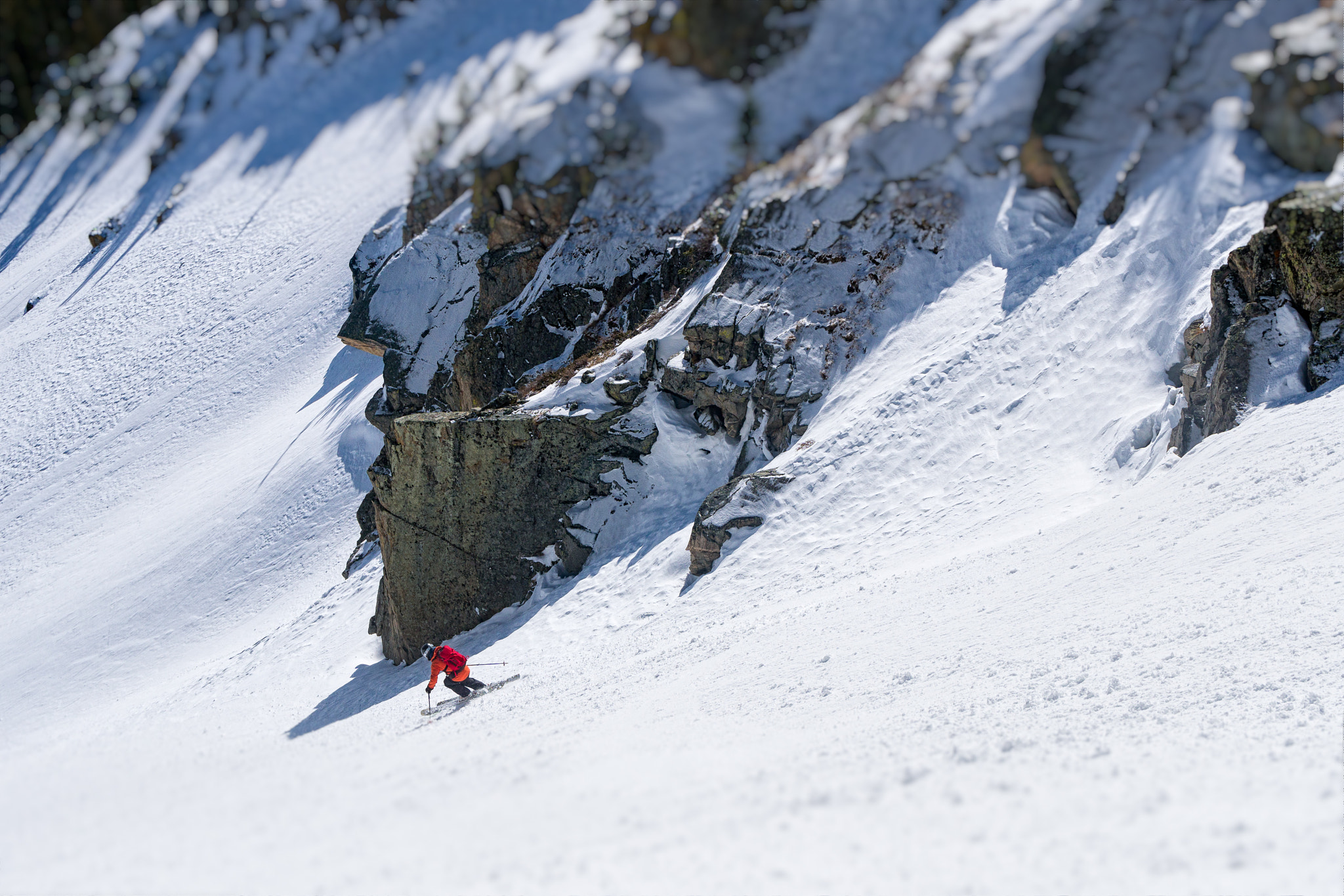 Sony a6300 sample photo. Extreme skiing steep chute photography
