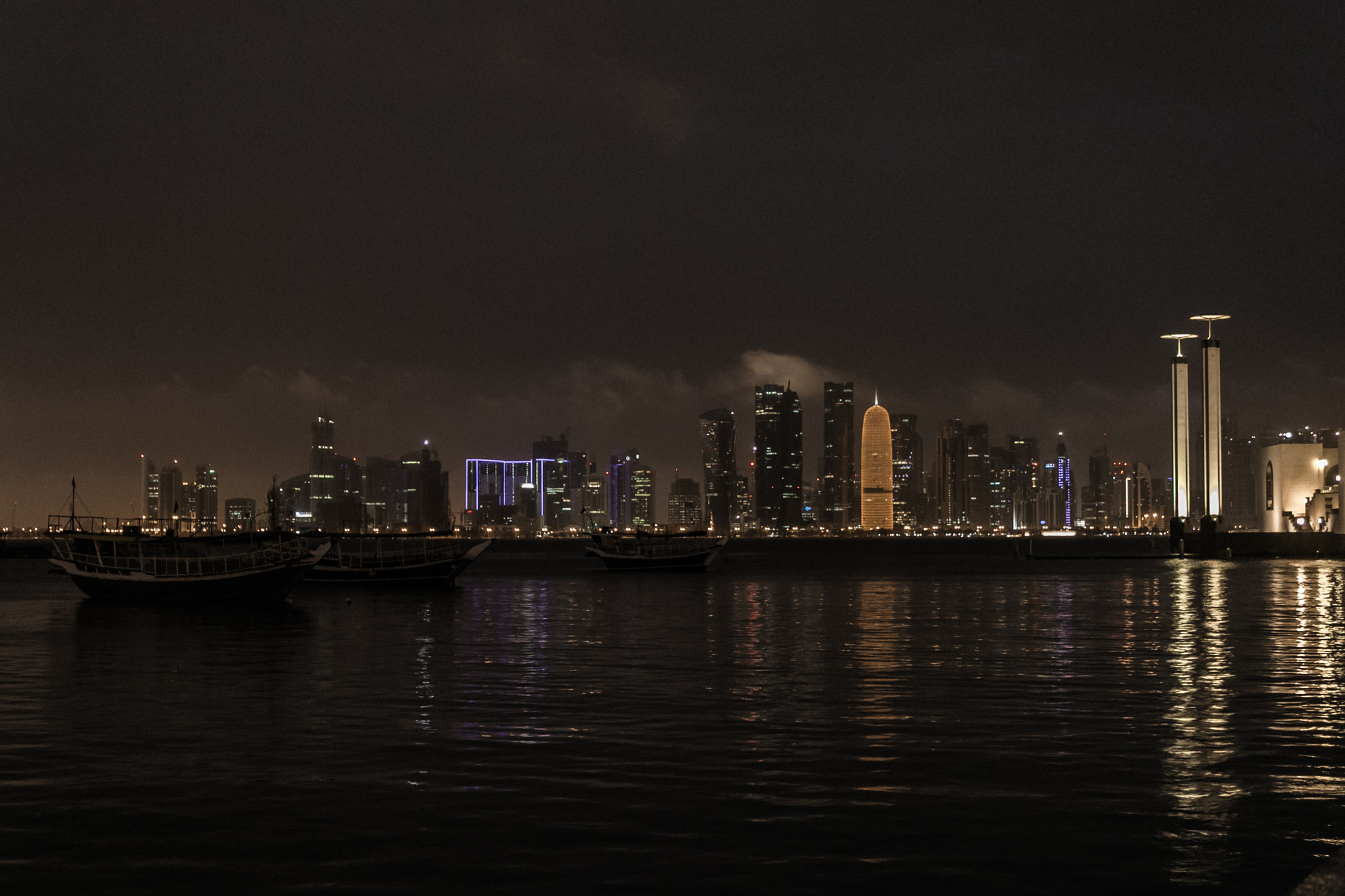 Canon EOS 7D Mark II + Canon EF-S 18-55mm F3.5-5.6 IS sample photo. Doha down town @ night photography