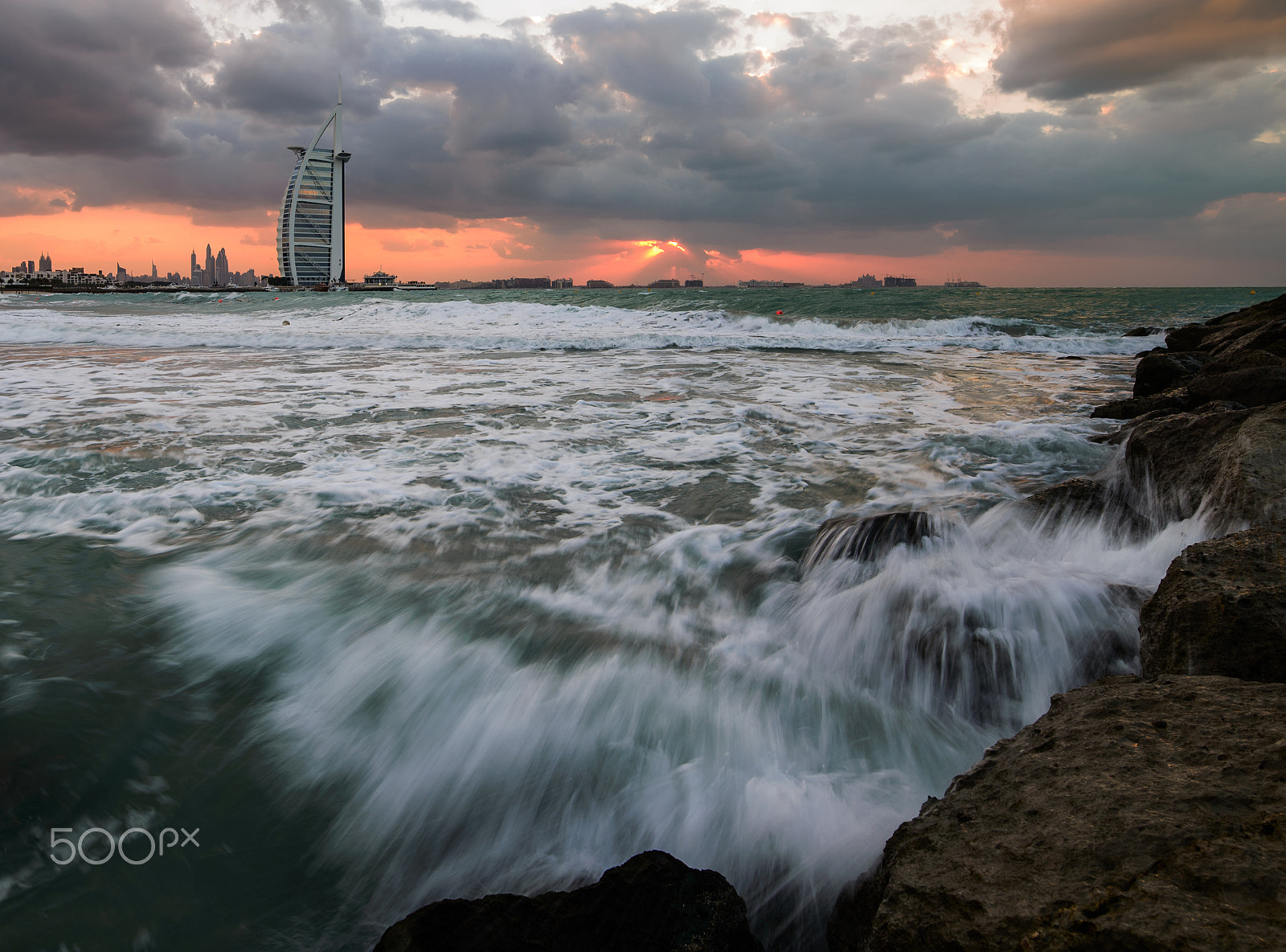 Samyang 14mm F2.8 ED AS IF UMC sample photo. Sunset over burj al arab photography