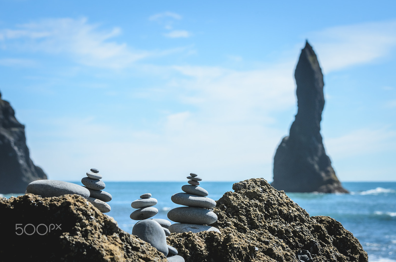 Sigma 70-200mm F2.8 EX DG OS HSM sample photo. Stone balancing in reynisfjara, iceland photography