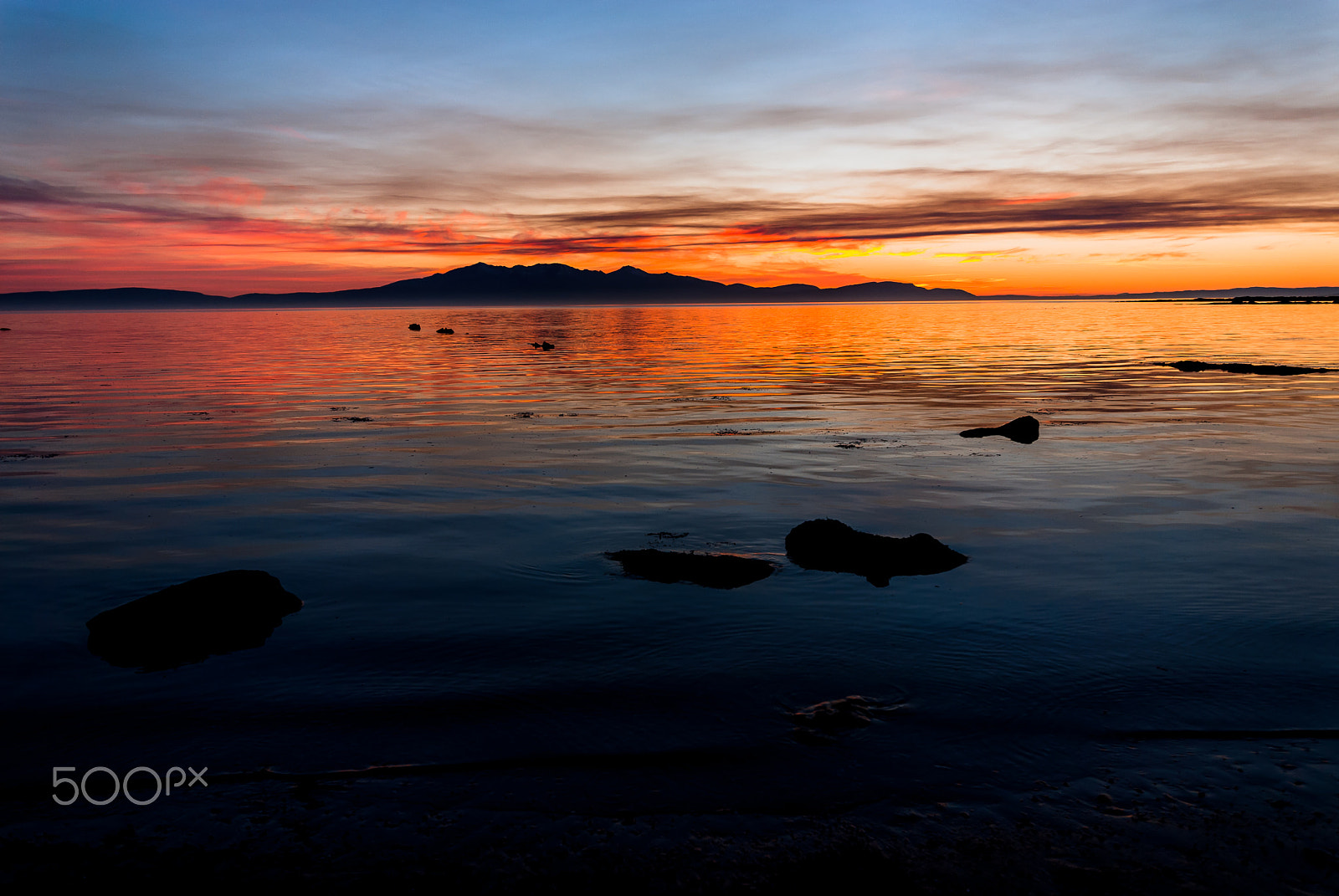 Nikon D200 sample photo. Arran sunset shore photography