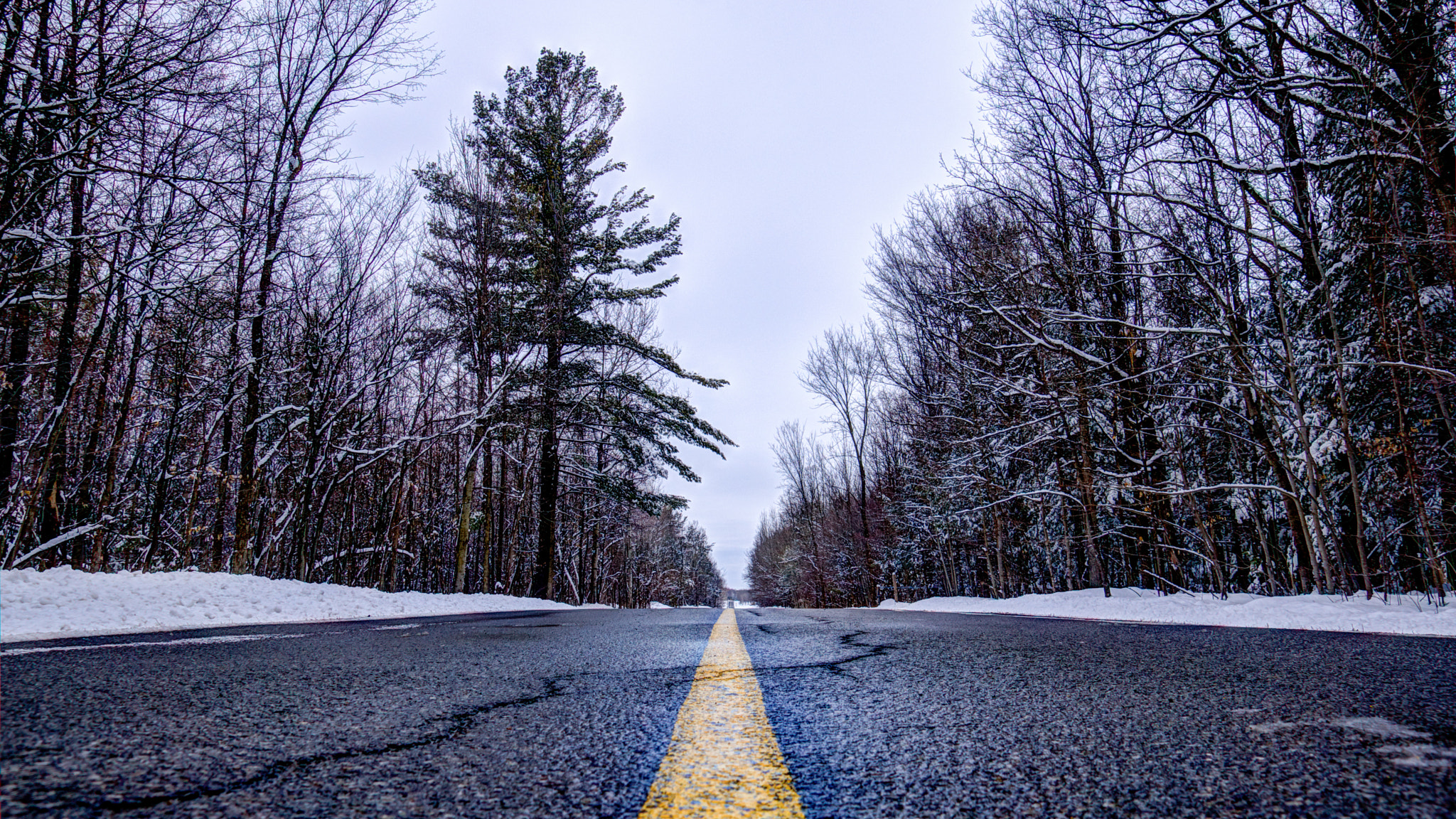 Sony SLT-A77 + Sony DT 16-105mm F3.5-5.6 sample photo. Winter countryroad photography