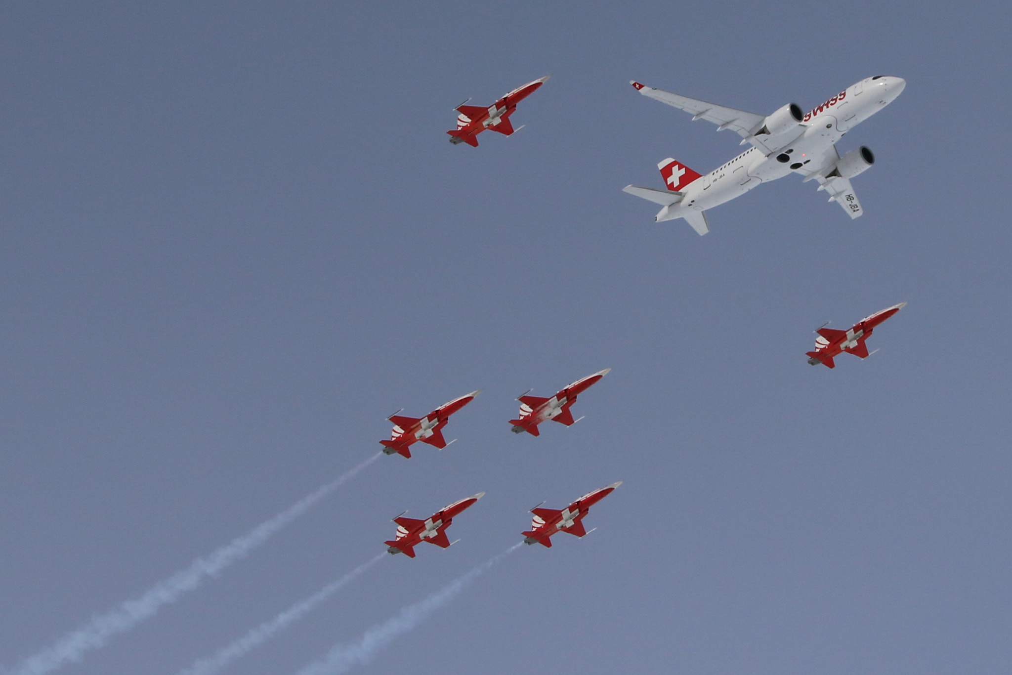 Canon EF 28-300mm F3.5-5.6L IS USM sample photo. Fis alpine world ski championchips 2017 -flugshow patrouille suisse und bombardier c-series der... photography