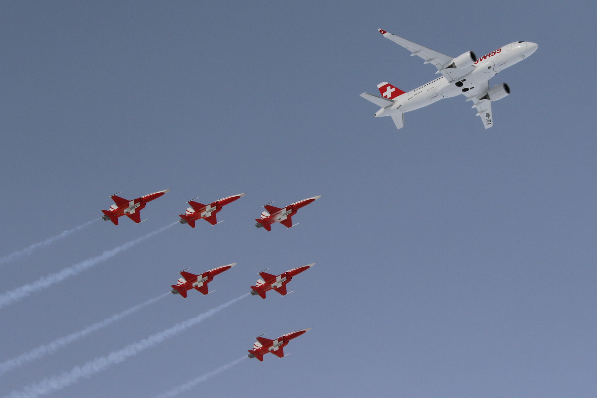Canon EF 28-300mm F3.5-5.6L IS USM sample photo. Fis alpine world ski championchips 2017 -flugshow patrouille suisse und bombardier c-series der... photography