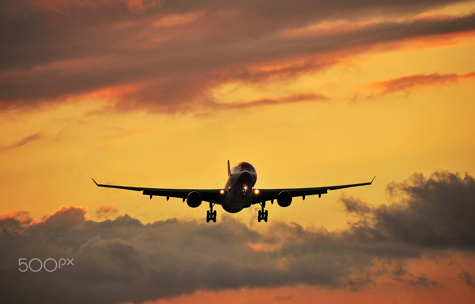 Nikon D700 sample photo. Plane in sunset glow photography