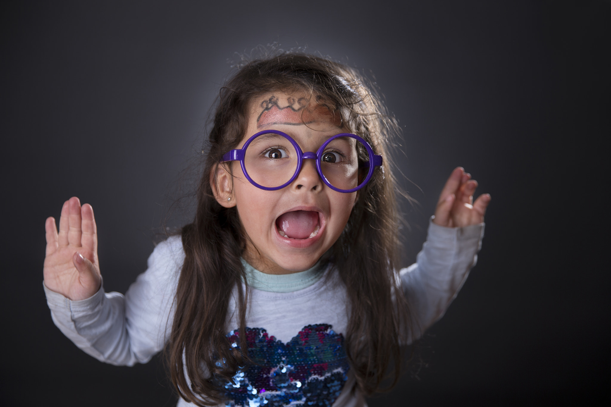 Canon EF 24-70mm F2.8L II USM sample photo. Funny four years girl making faces photography