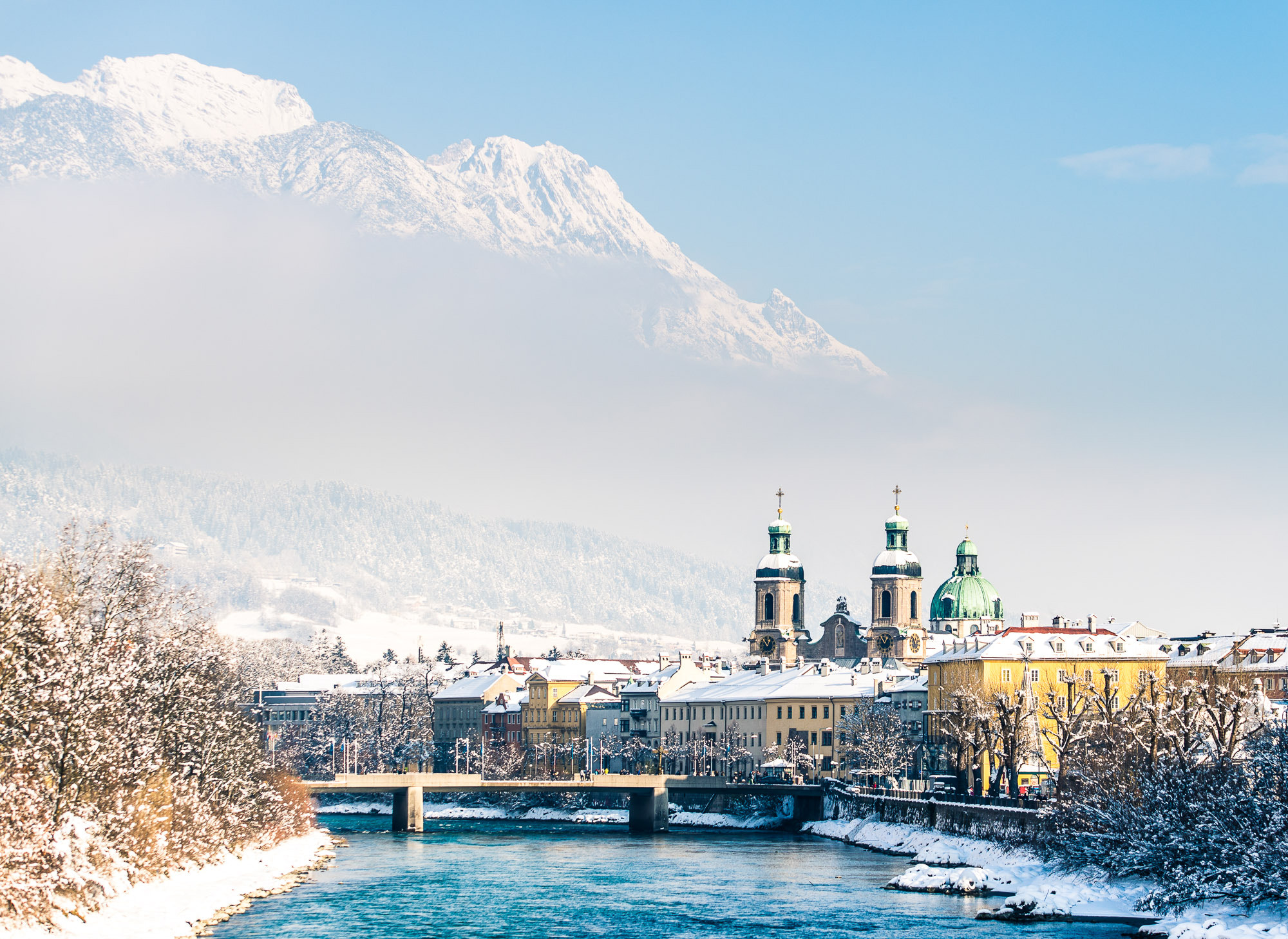 Nikon D600 sample photo. Snow covered innsbruck on new years morning photography
