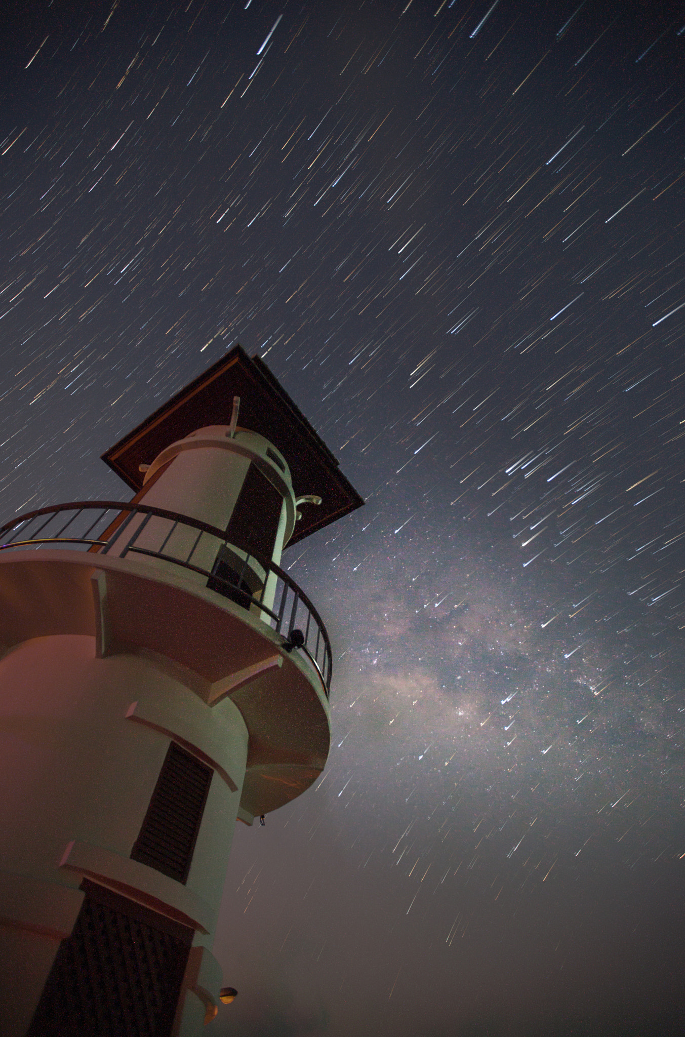 Canon EOS 5D Mark II sample photo. The star tail over lighthouse tower (koh chang isl photography