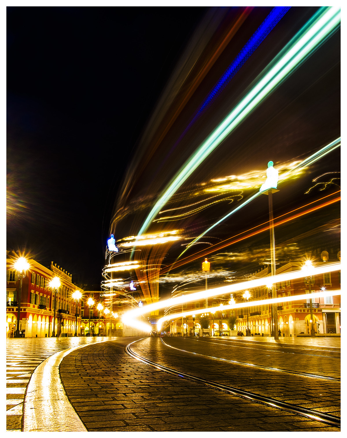 Fujifilm X-Pro1 sample photo. Light trails from the trams in nice, france. photography