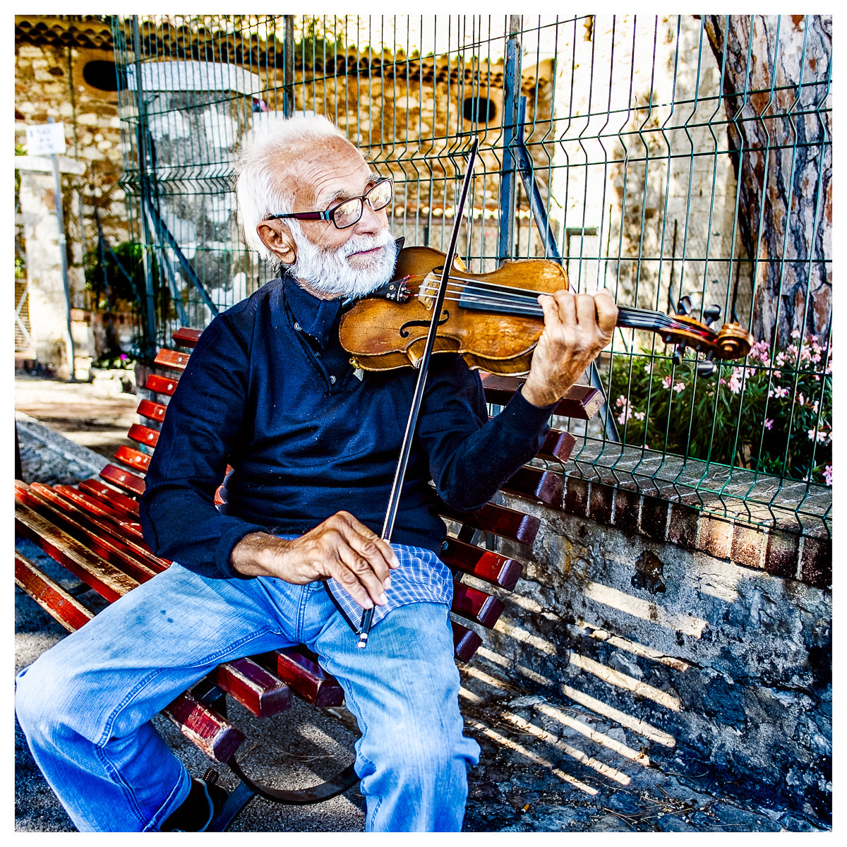 Fujifilm X-Pro1 + Fujifilm XF 18mm F2 R sample photo. Violin man photography