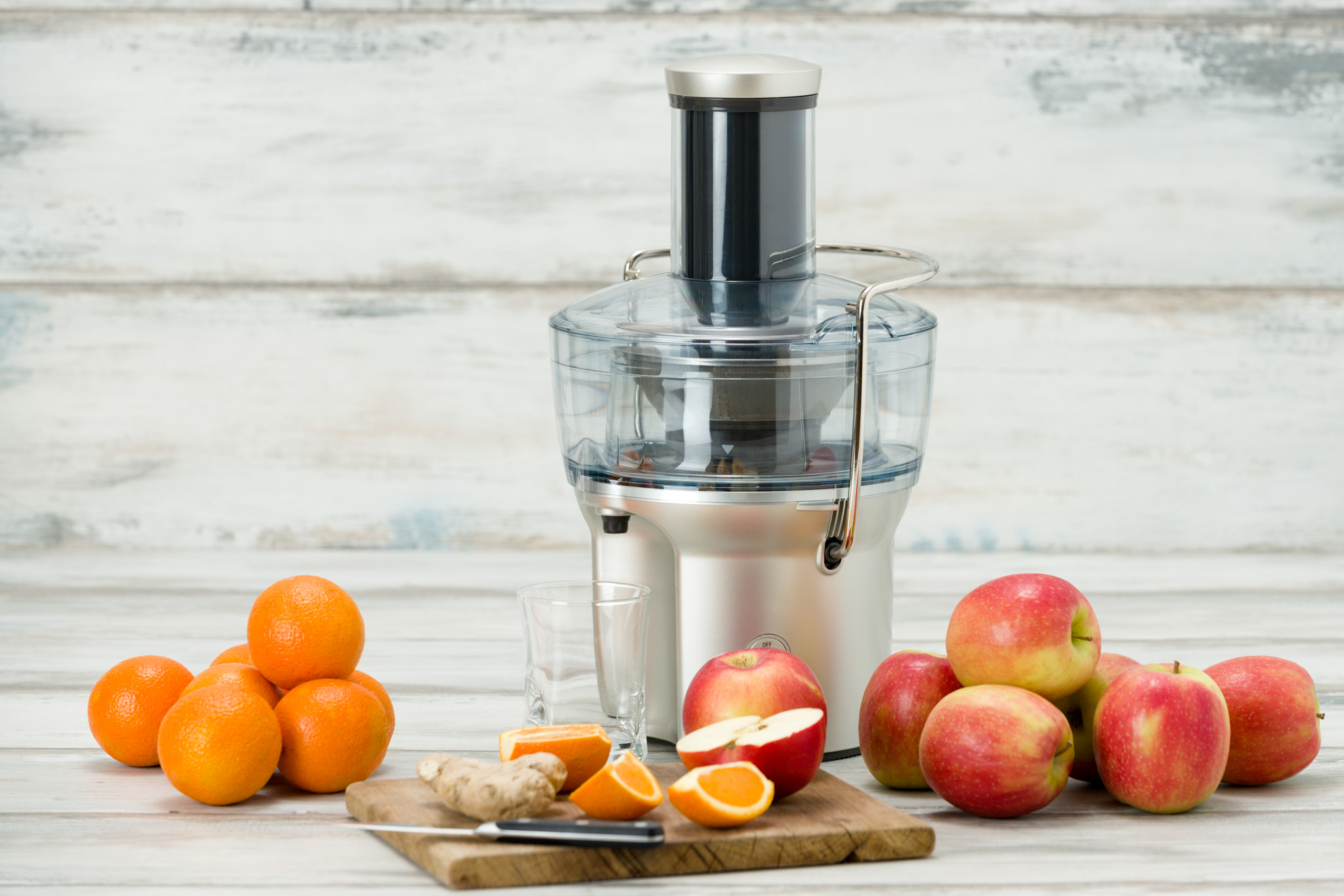 Nikon D810 sample photo. Modern electric juicer and various fruit on kitchen counter, healthy lifestyle concept photography