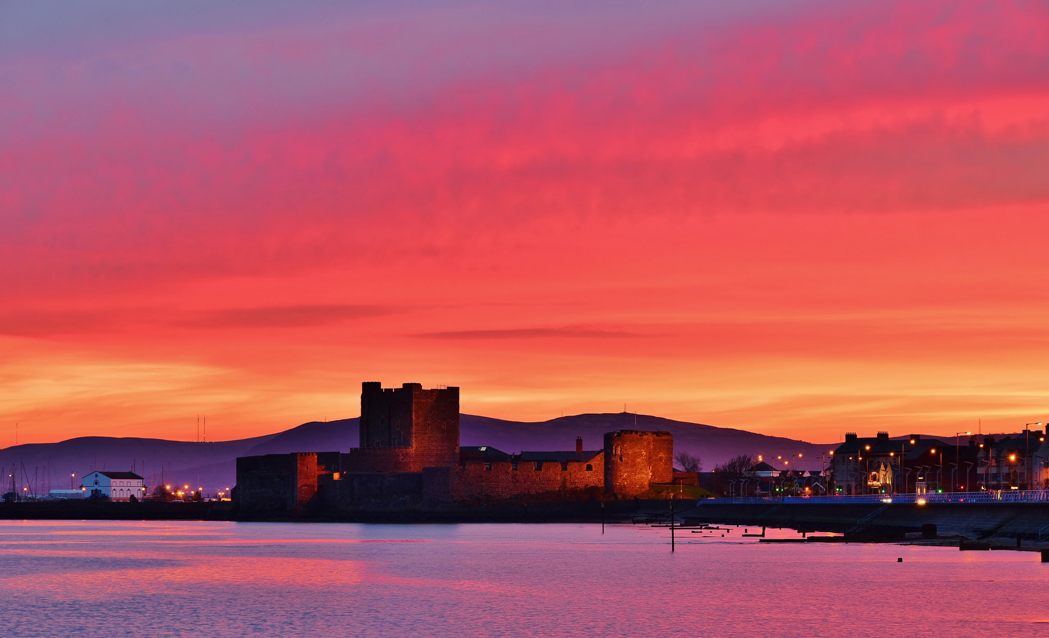 Nikon D5500 sample photo. Red sky at castle photography