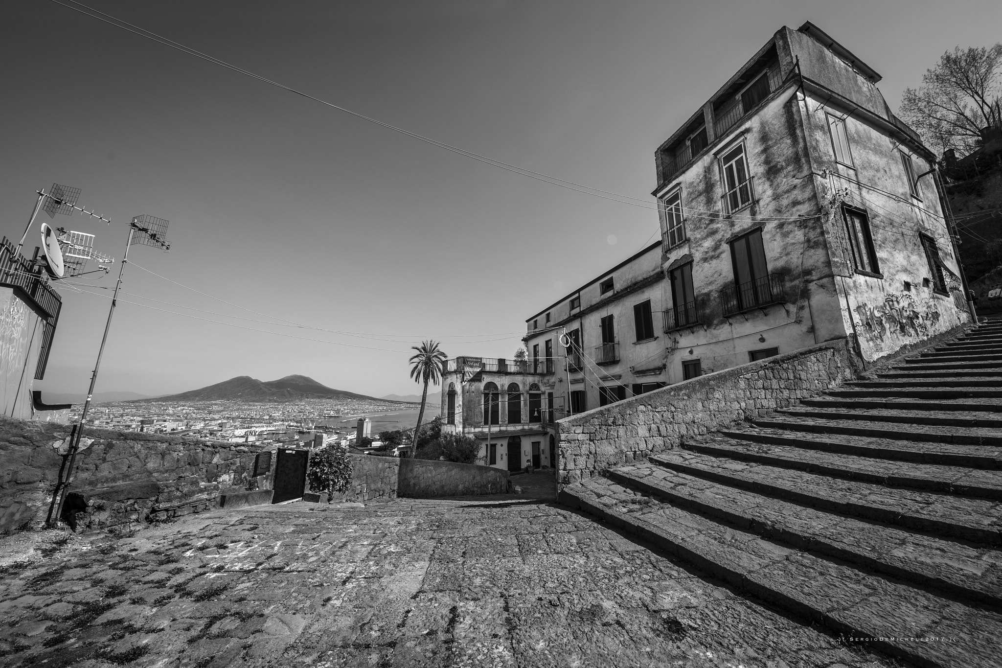 Canon EOS 5D Mark IV sample photo. The vesuvius from an historical stairway of naples photography