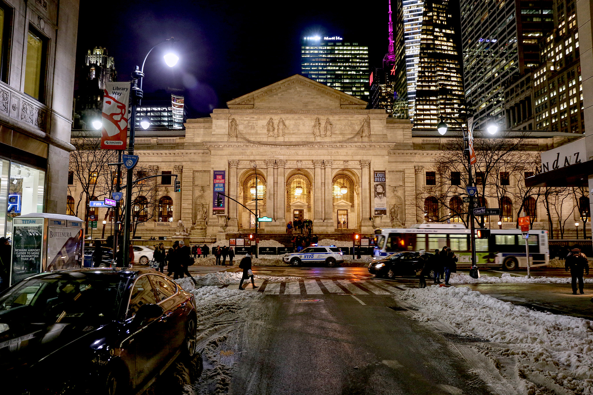 24.0 - 70.0 mm sample photo. New york public library at night photography