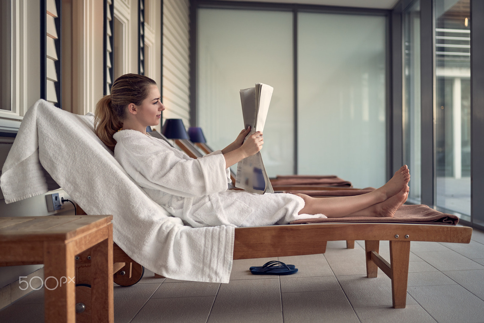 Sigma 35mm F1.4 DG HSM Art sample photo. Young woman relaxing at a spa after a treatment photography