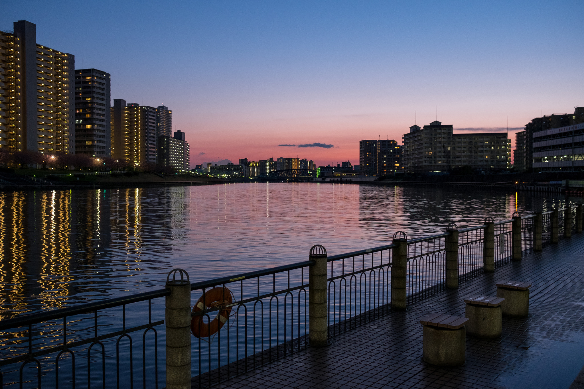 Fujifilm X-E2 sample photo. Sumidagawa twilight photography