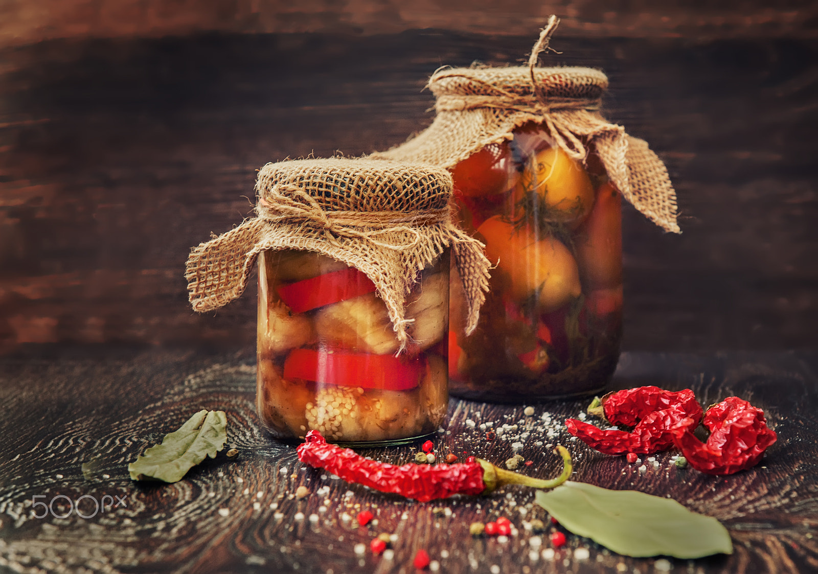 Nikon AF-S Nikkor 24-70mm F2.8G ED sample photo. Main products roasted eggplant in glass jars in a glass bowl with parsley and tomatoes homemade food photography
