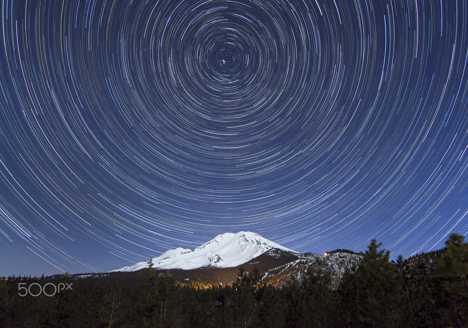 Tokina AT-X Pro 11-16mm F2.8 DX sample photo. Snowy mt. shasta with star trails (version 2) photography