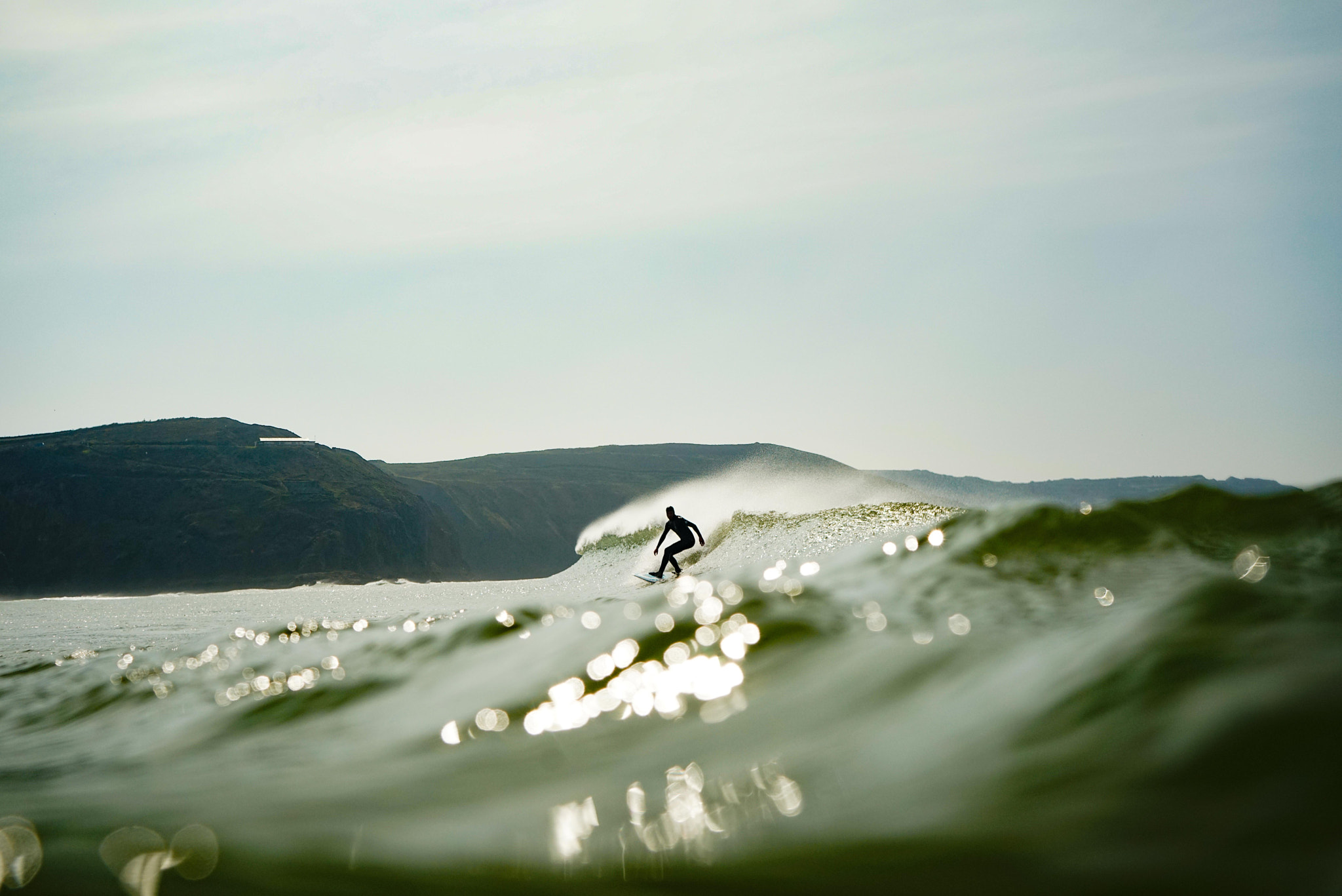 Sony a7R sample photo. Perranporth spring surf photography