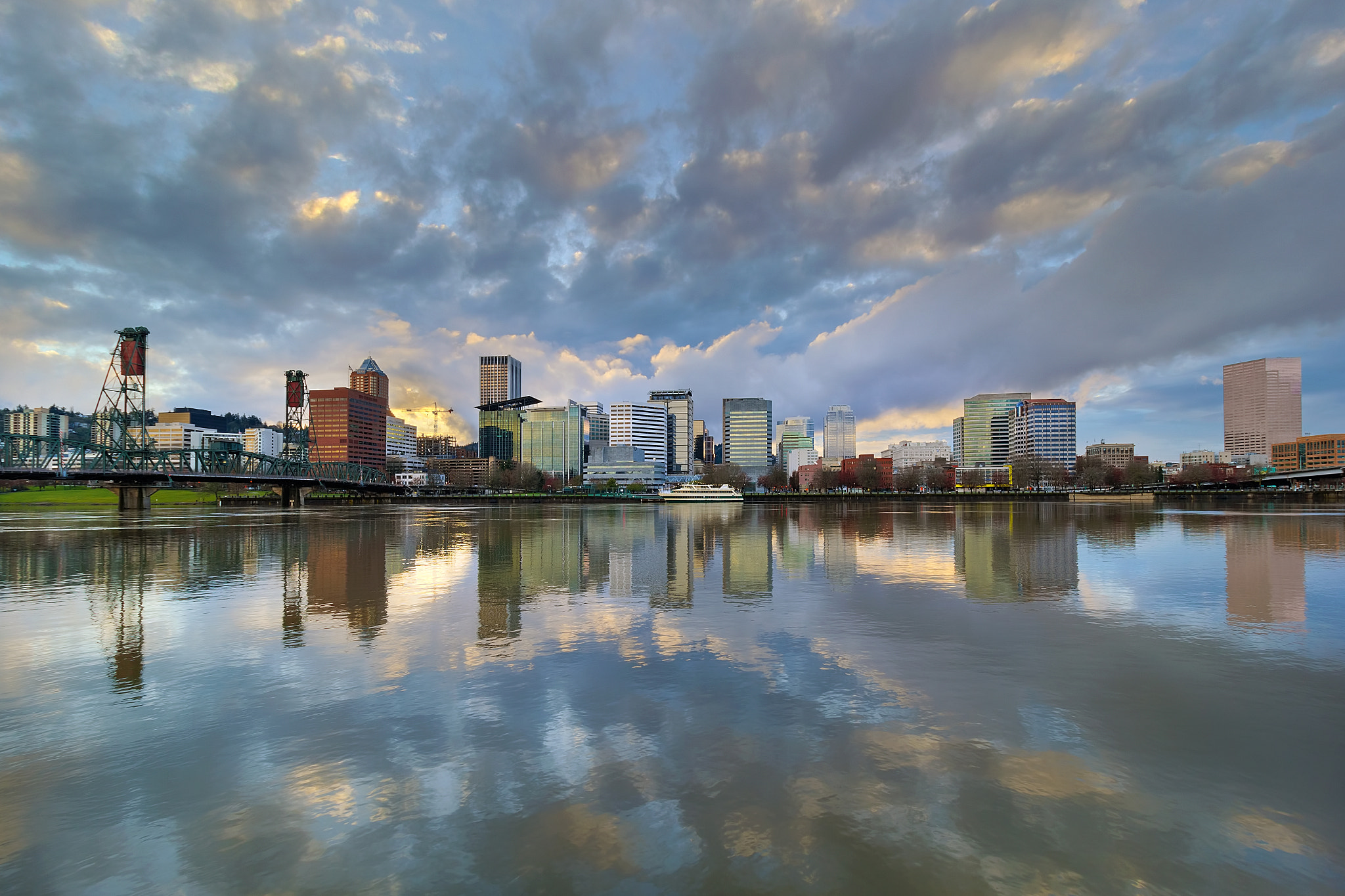 Canon EOS 60D sample photo. Storm clouds over portland skyline during sunset photography