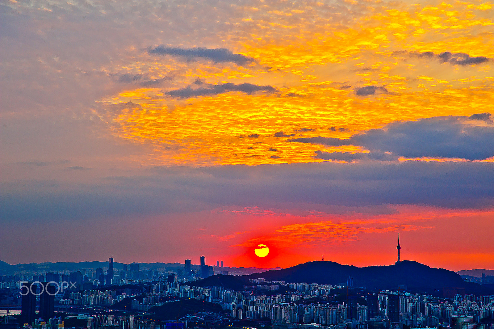 Nikon D700 sample photo. Beautiful sunset scenery in seoul, south korea photography