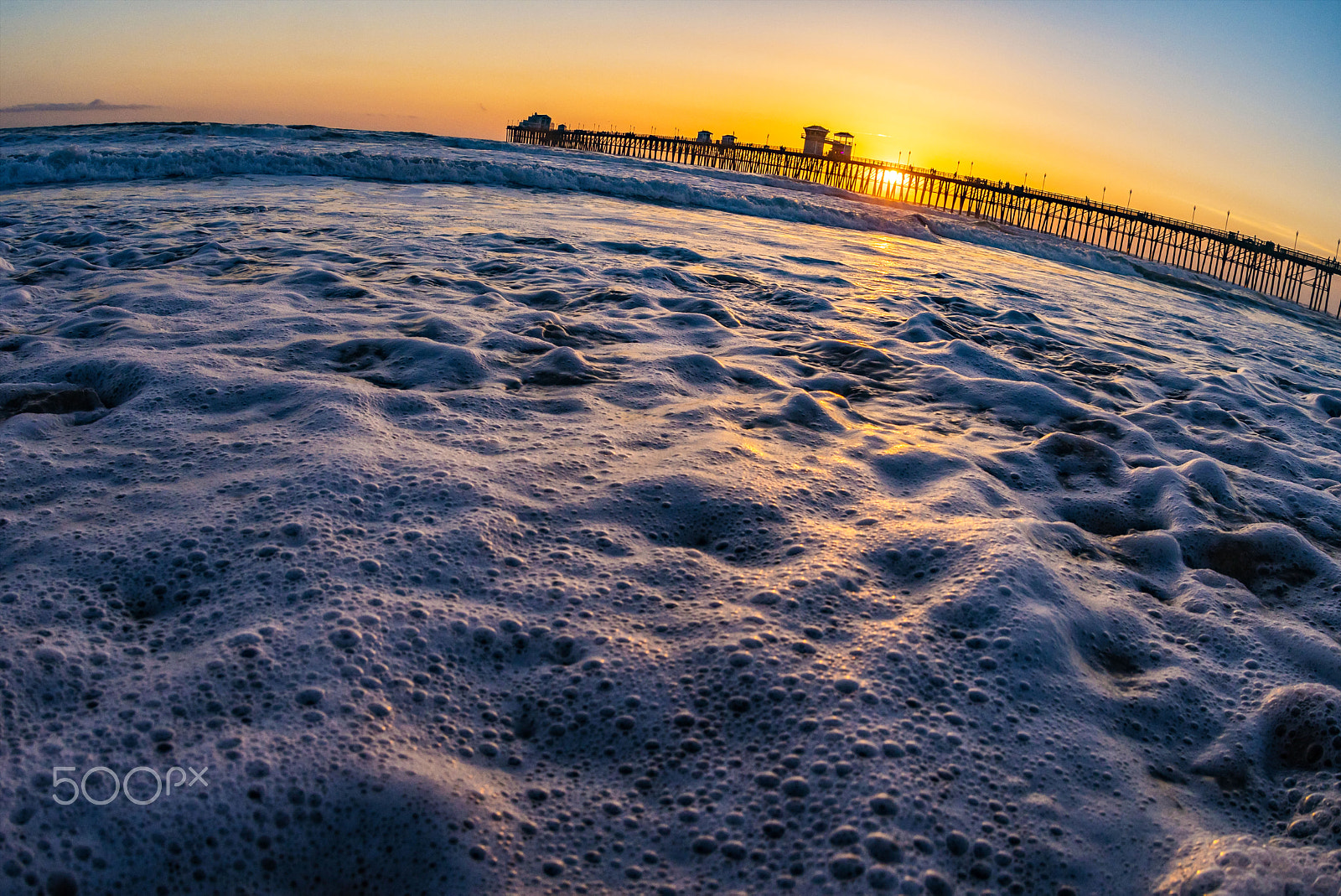 Nikon D500 + Sigma 15mm F2.8 EX DG Diagonal Fisheye sample photo. Surf and sunset in oceanside - march 27, 2017 photography