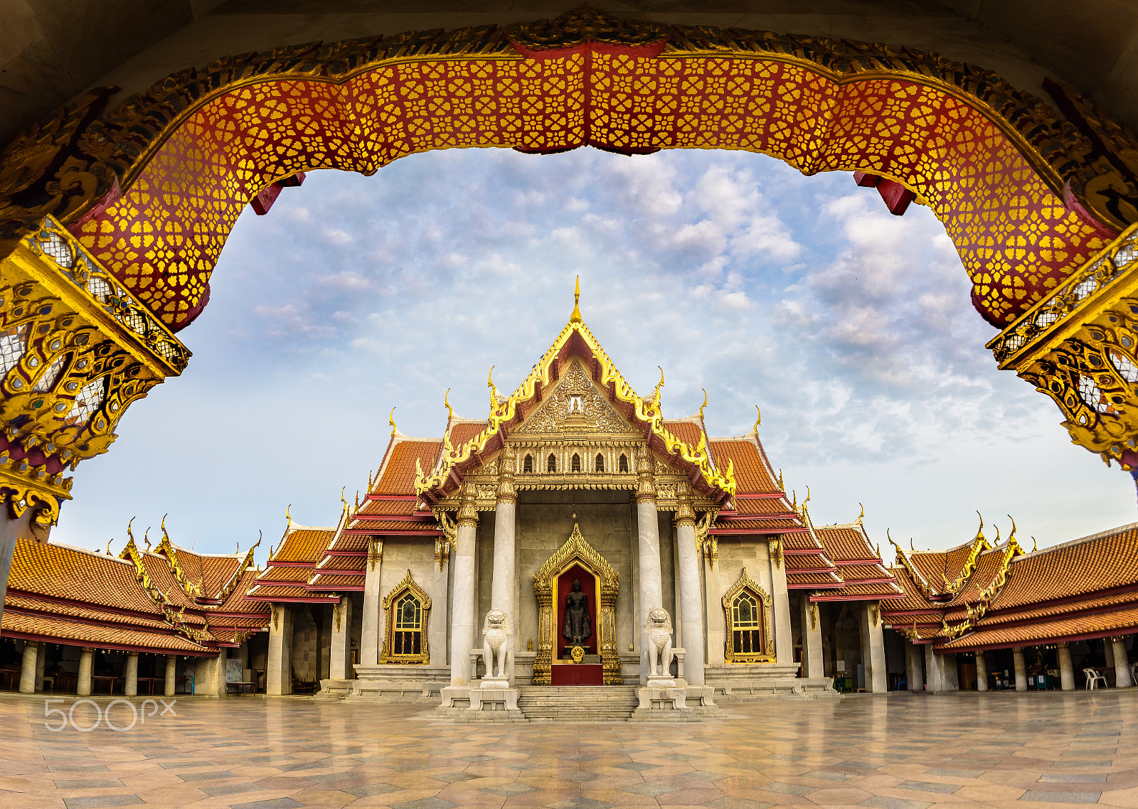 Nikon D750 sample photo. Benchamabophit temple in big wide angle view in bangkok, thailan photography