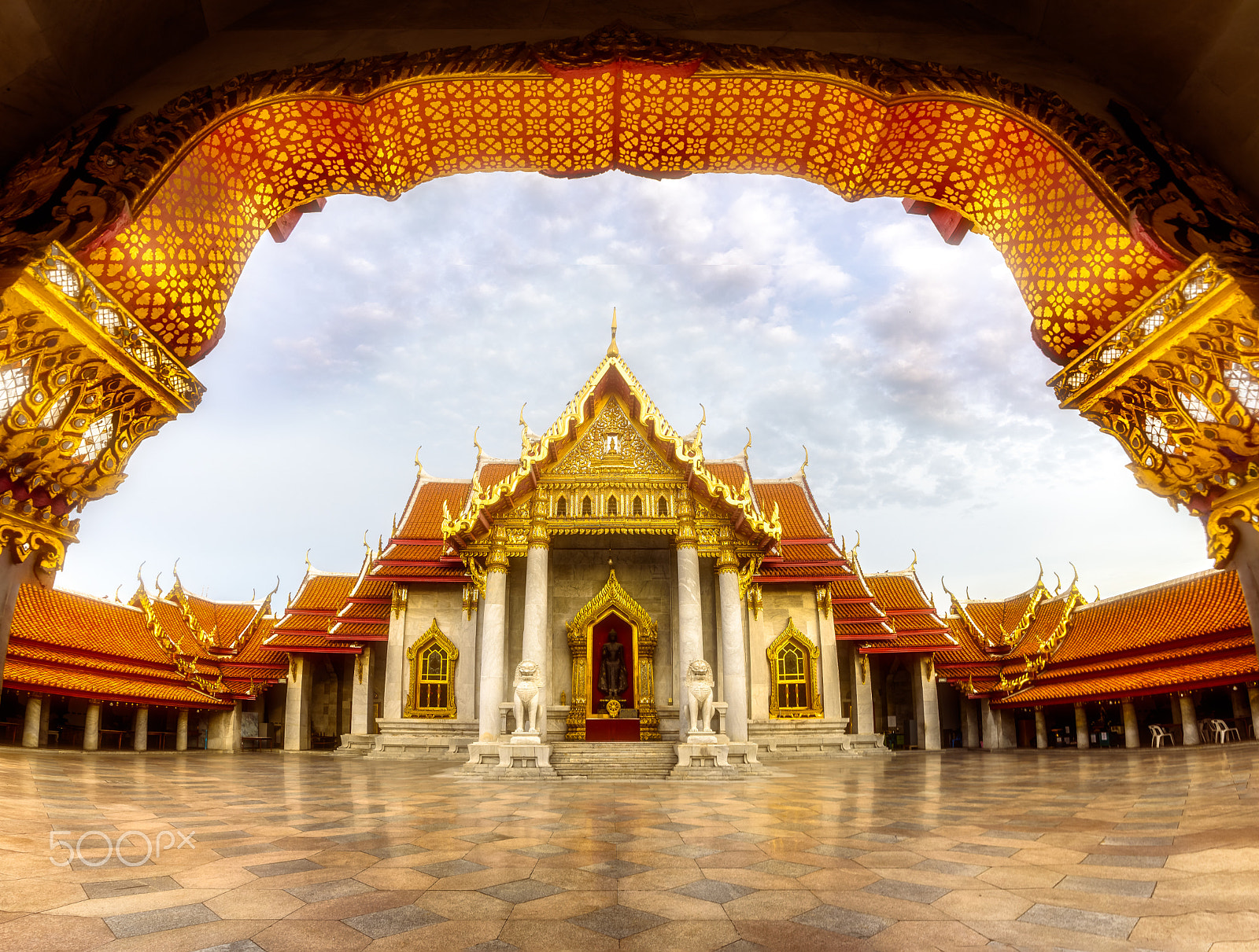 Nikon D750 sample photo. Benchamabophit temple in big wide angle view in bangkok, thailan photography