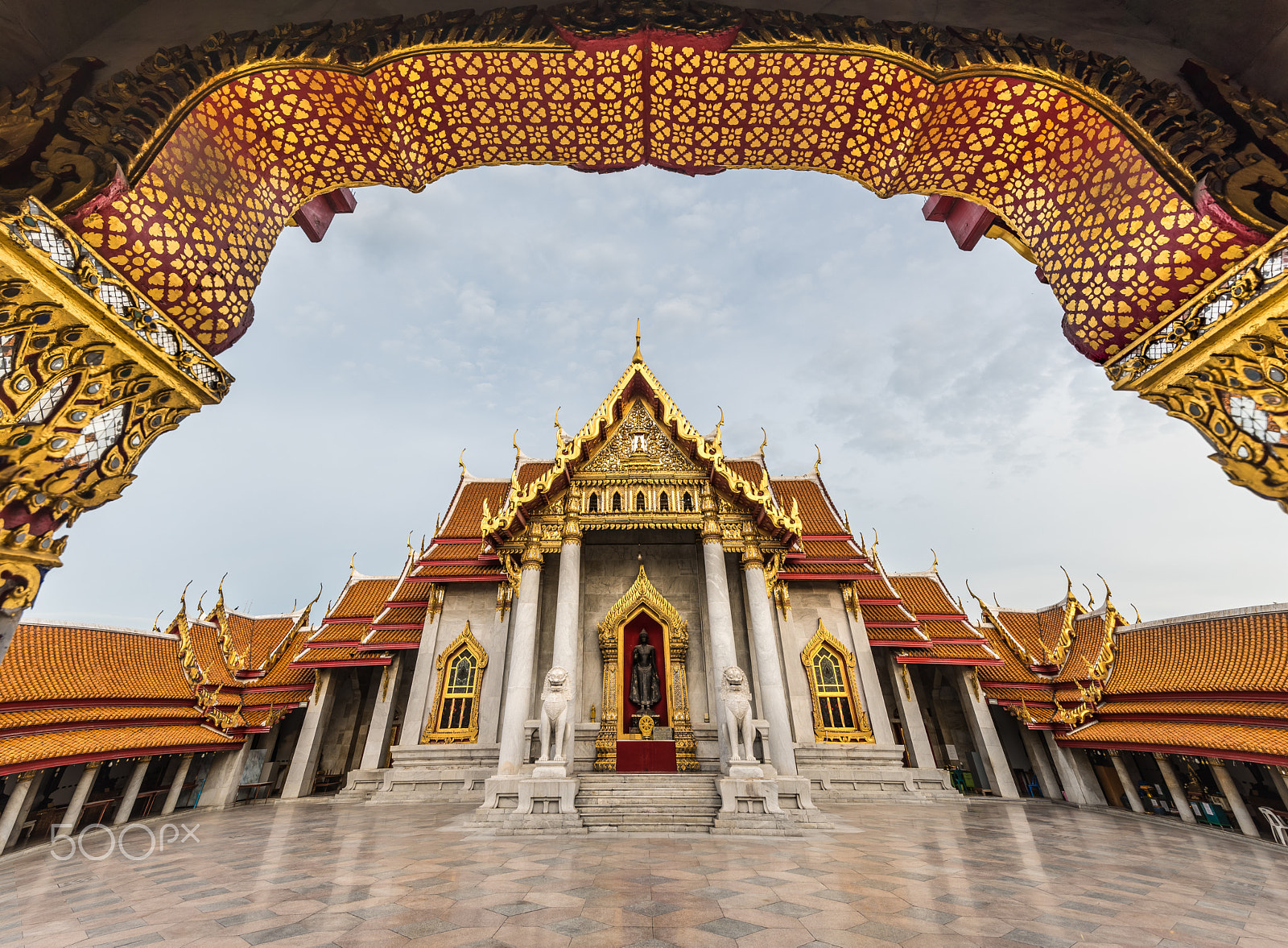 Nikon D750 sample photo. Benchamabophit temple in big wide angle view in bangkok, thailan photography